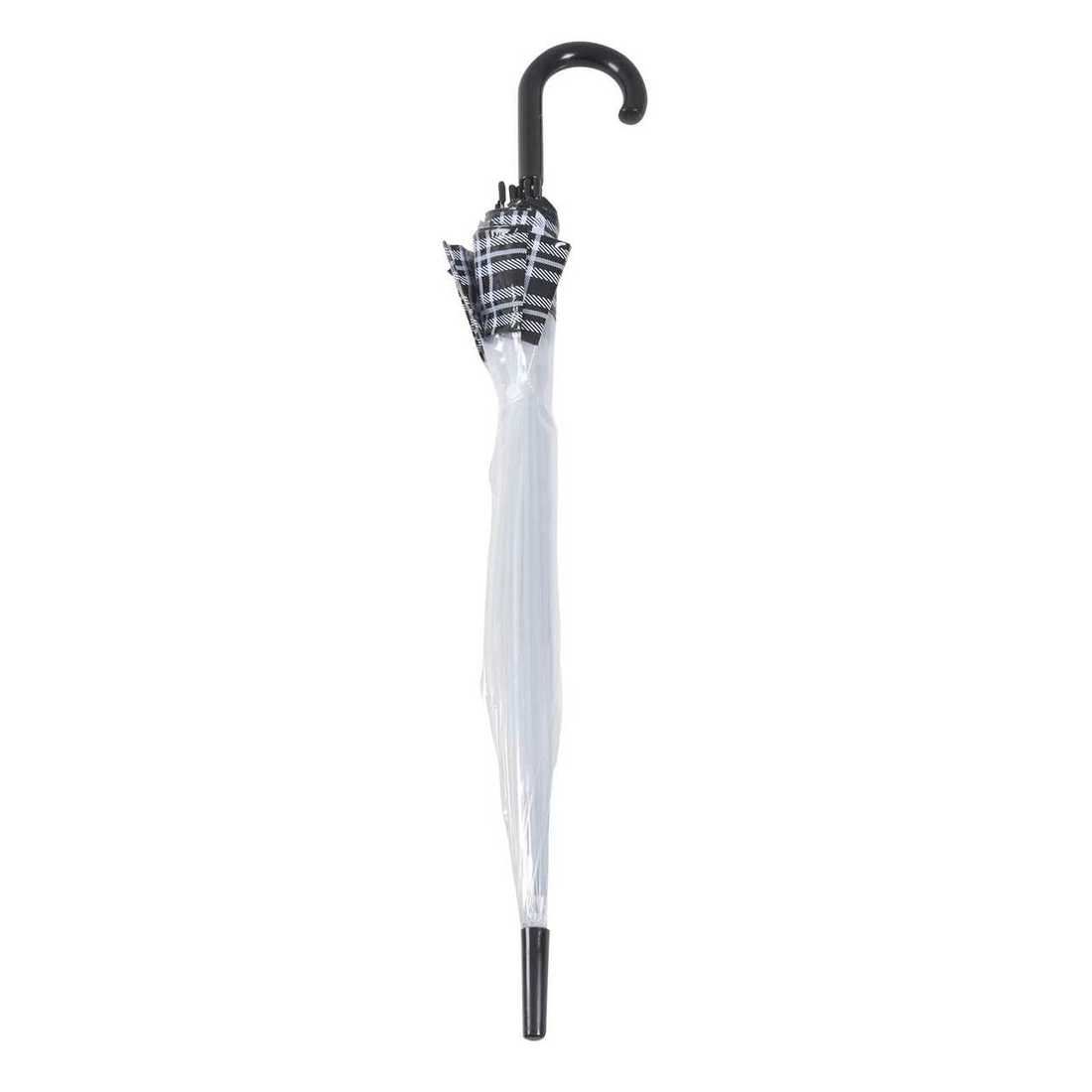 Clear Dome Umbrella Checked Border Drizzles Manual Brolly Adults City Walking