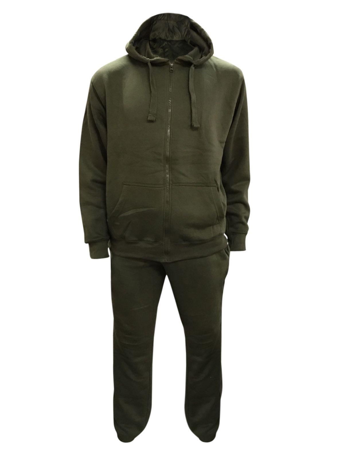 NEW Mens Plain Hooded Tracksuit Sweat Zip Top /& Jog Track Bottoms S M L XL