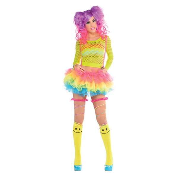 Adult Electric Rave Punk Party Neon Rainbow Accessories Fancy Dress Lot