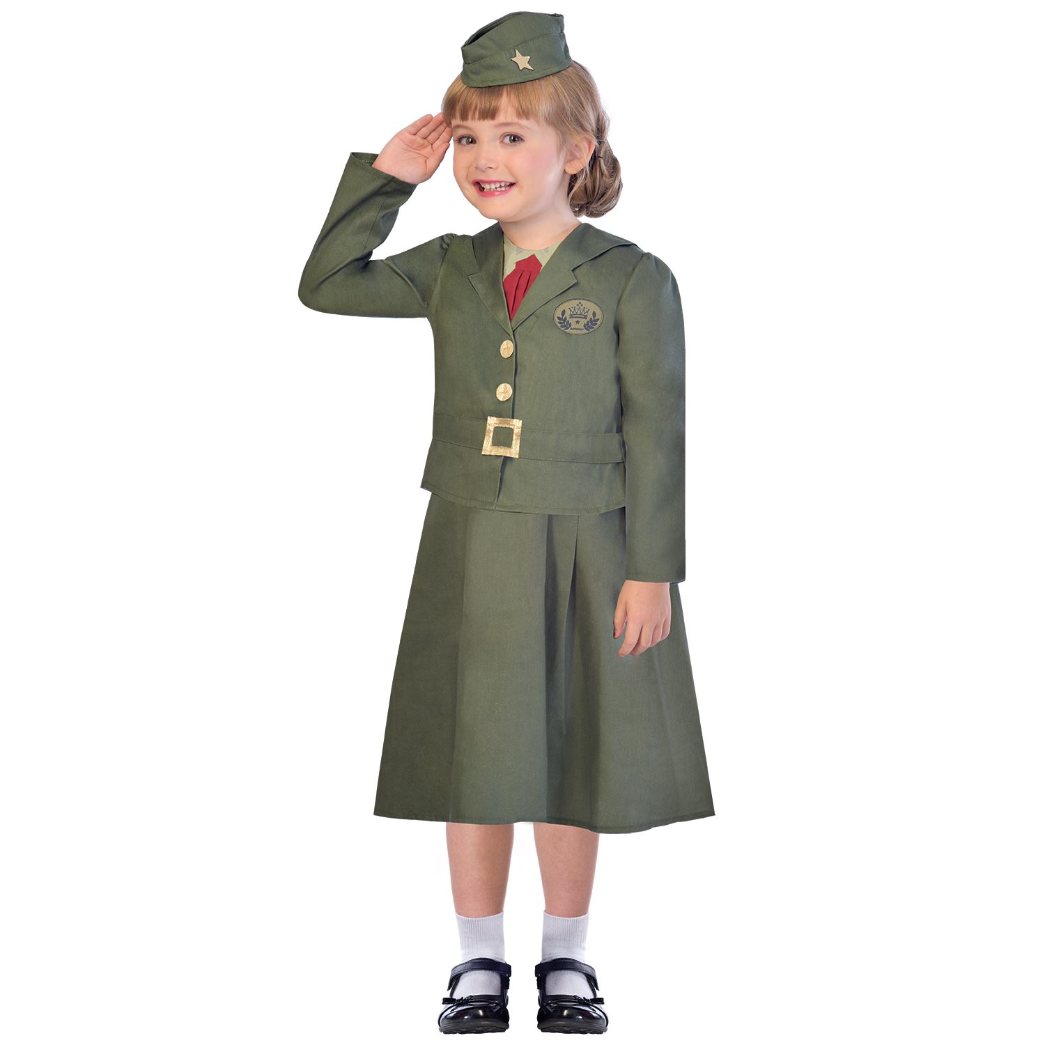 WW2 Girl Soldier Childrens Book Week Fancy Dress Costume