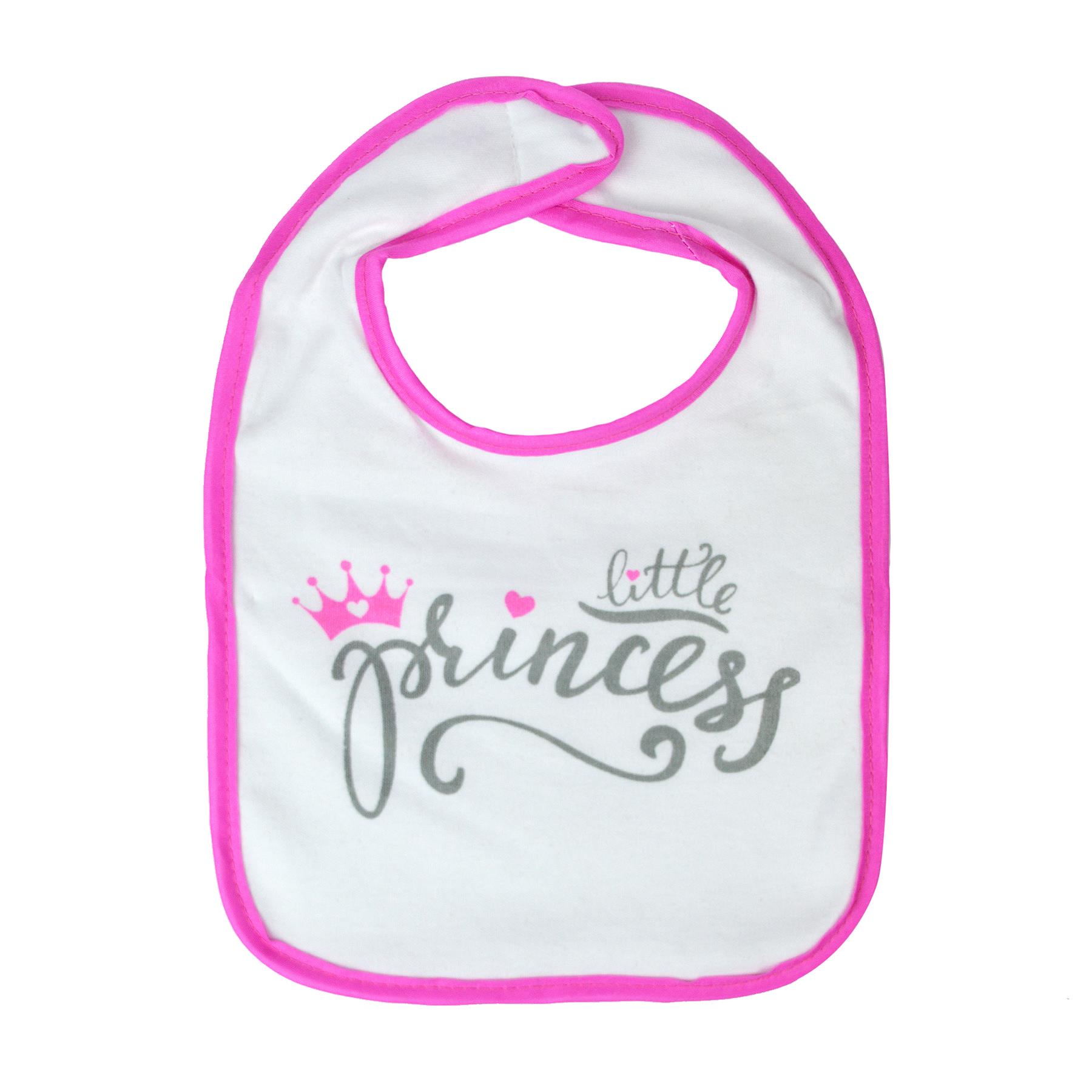 3 Baby Bibs Little Princess Prince Girl Boy Toddler Towel Cotton Blue Pink