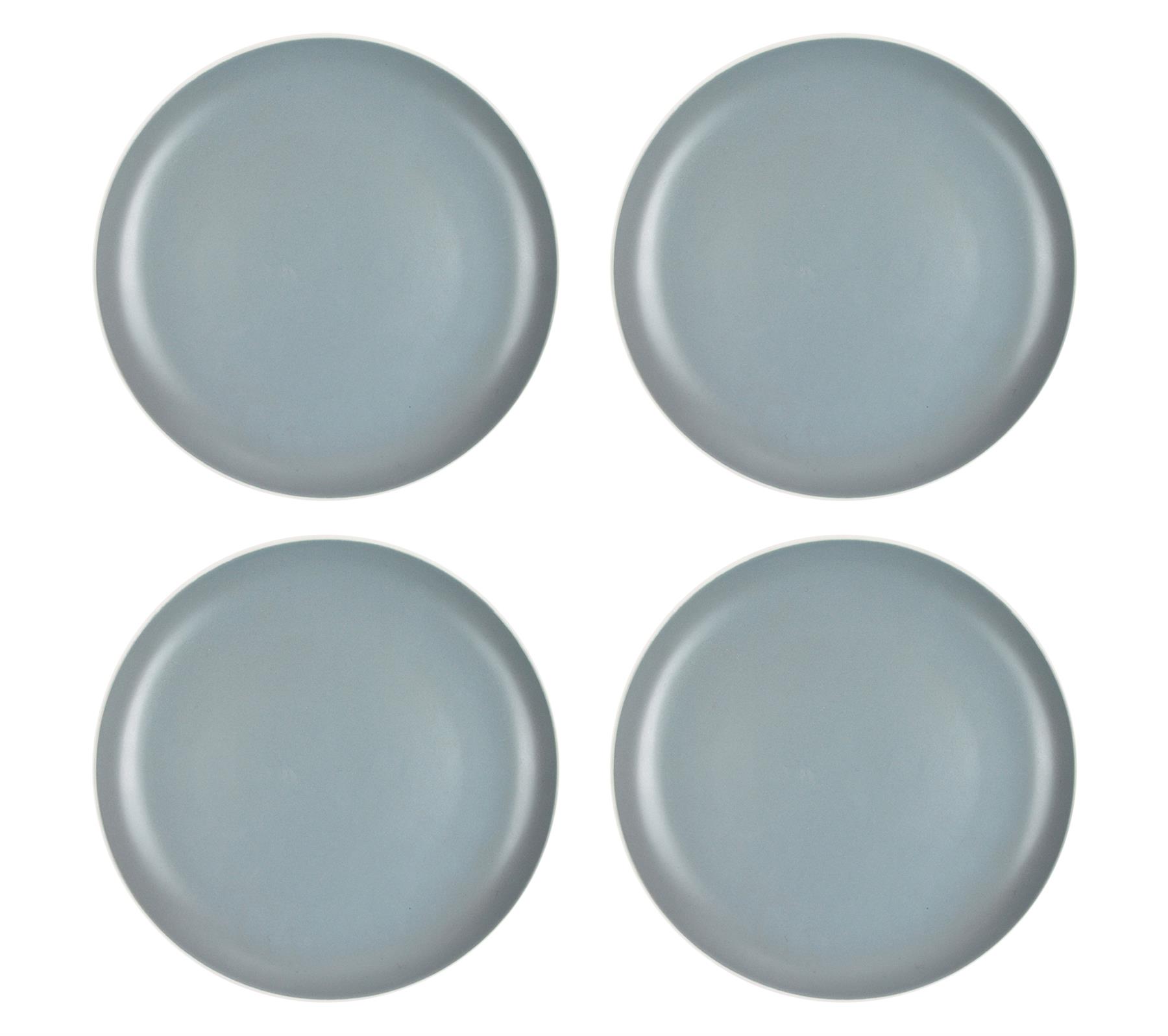 Lot de 4 petites assiettes Gris Rose Dessert Dîner Ronde Blanc Jante en grès