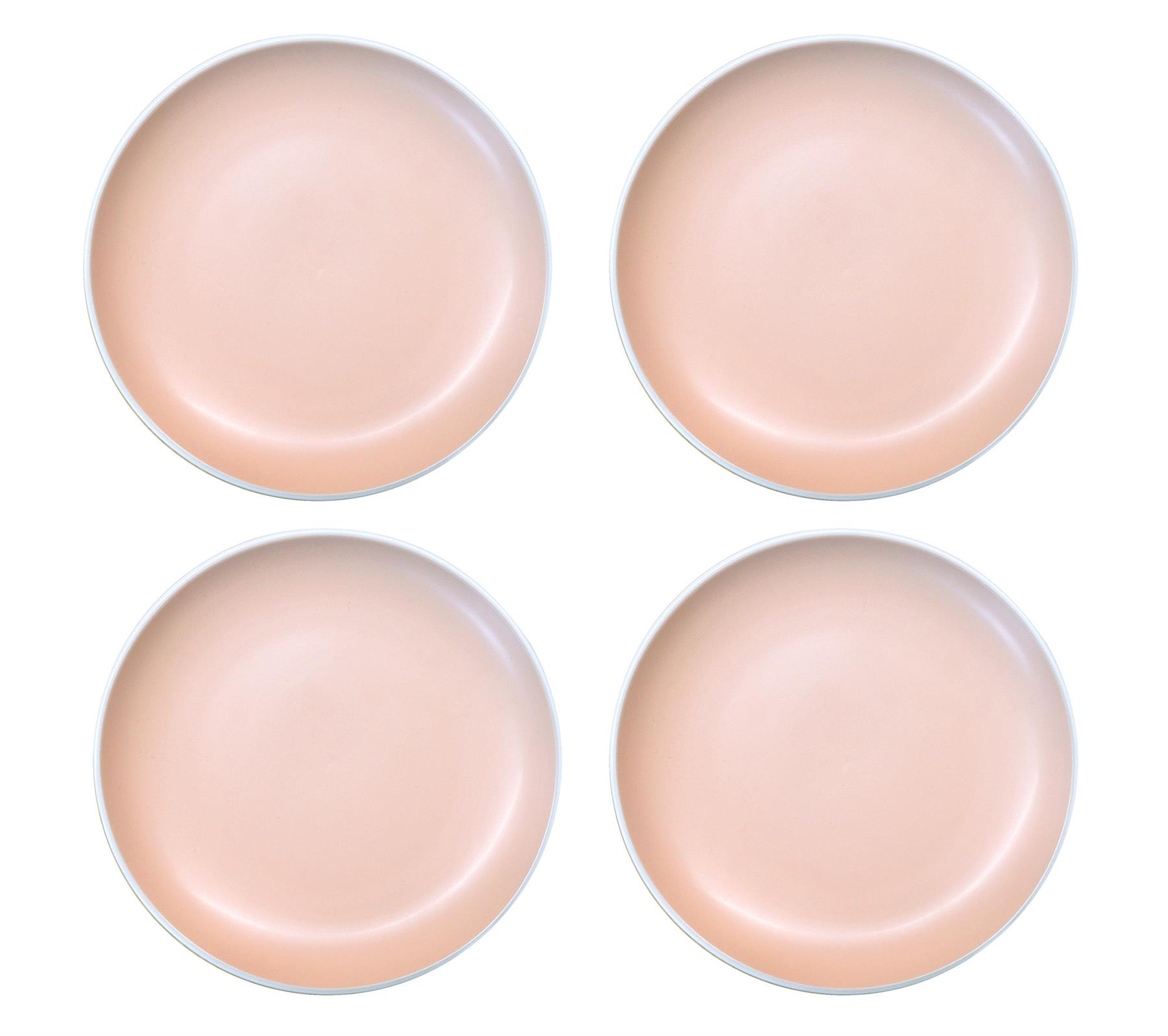 Lot de 4 petites assiettes Gris Rose Dessert Dîner Ronde Blanc Jante en grès