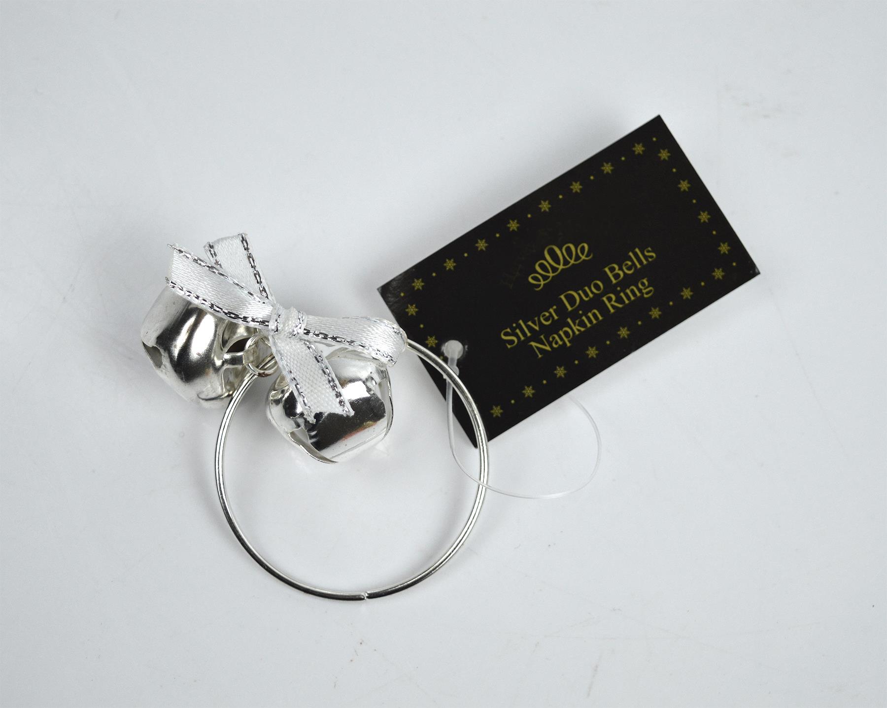 6 ronds de serviette Anneaux Or Argent Cloches Métal Noël Noël Table De Fête Festif Set