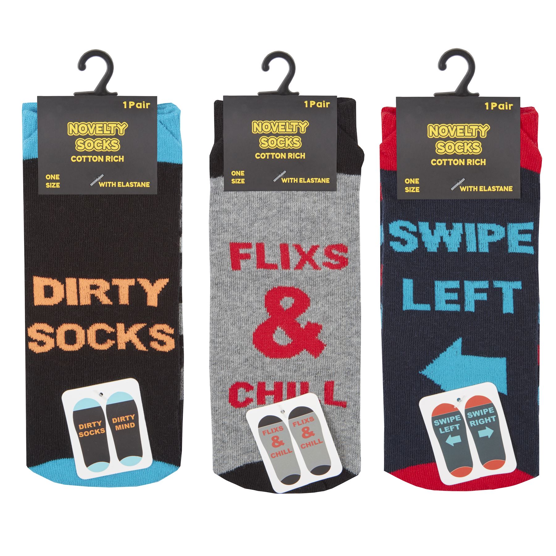 3 pairs mens ladies rude slogan novelty stripe cotton socks 6-11
