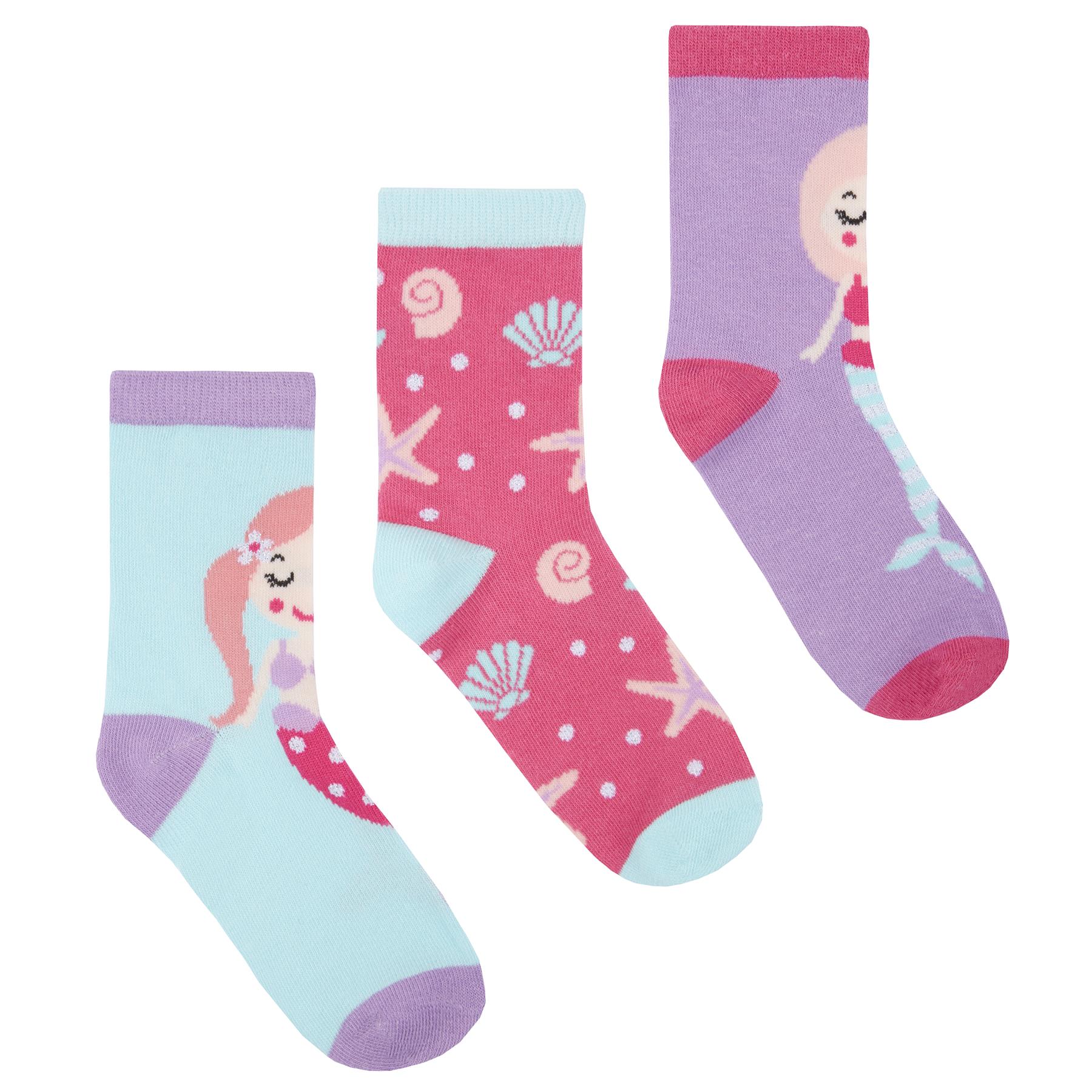 Trainer Liners 6 pairs Girls Kids Novelty Cotton Rich Mermaid Design Socks