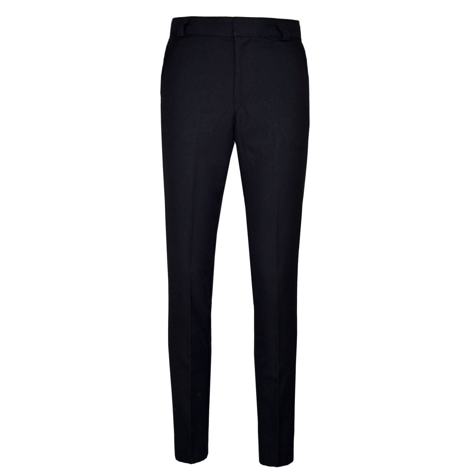 BOYS SKINNY TROUSERS SLIM FIT LEG SCHOOL UNIFORM PANTS ADJUSTERS INSIDE BOTTOMS