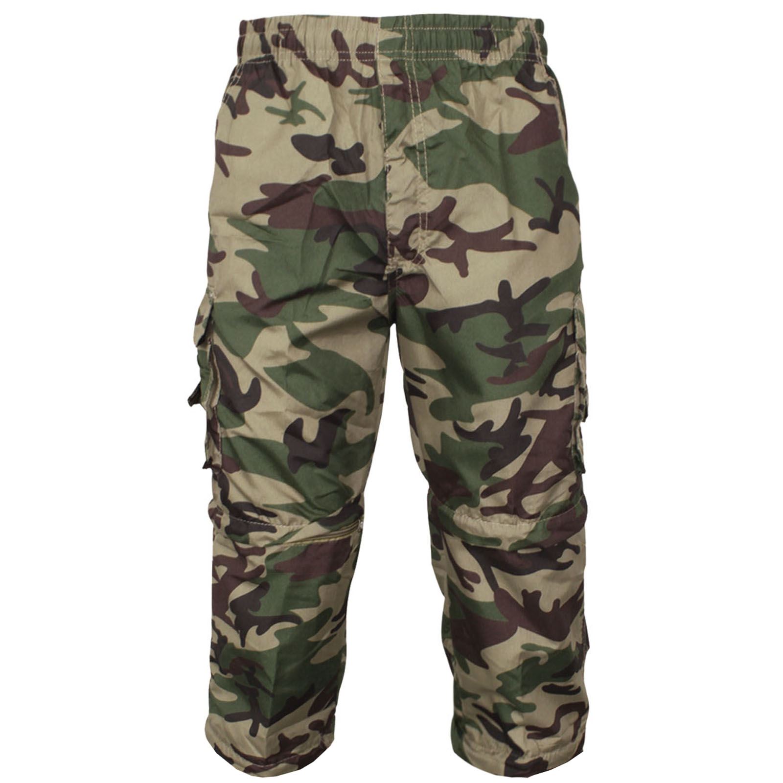 MENS 2 IN 1 CAMOUFLAGE SHORTS ARMY ZIP OFF COMBAT CARGO TROUSERS WORK PANT S-2XL