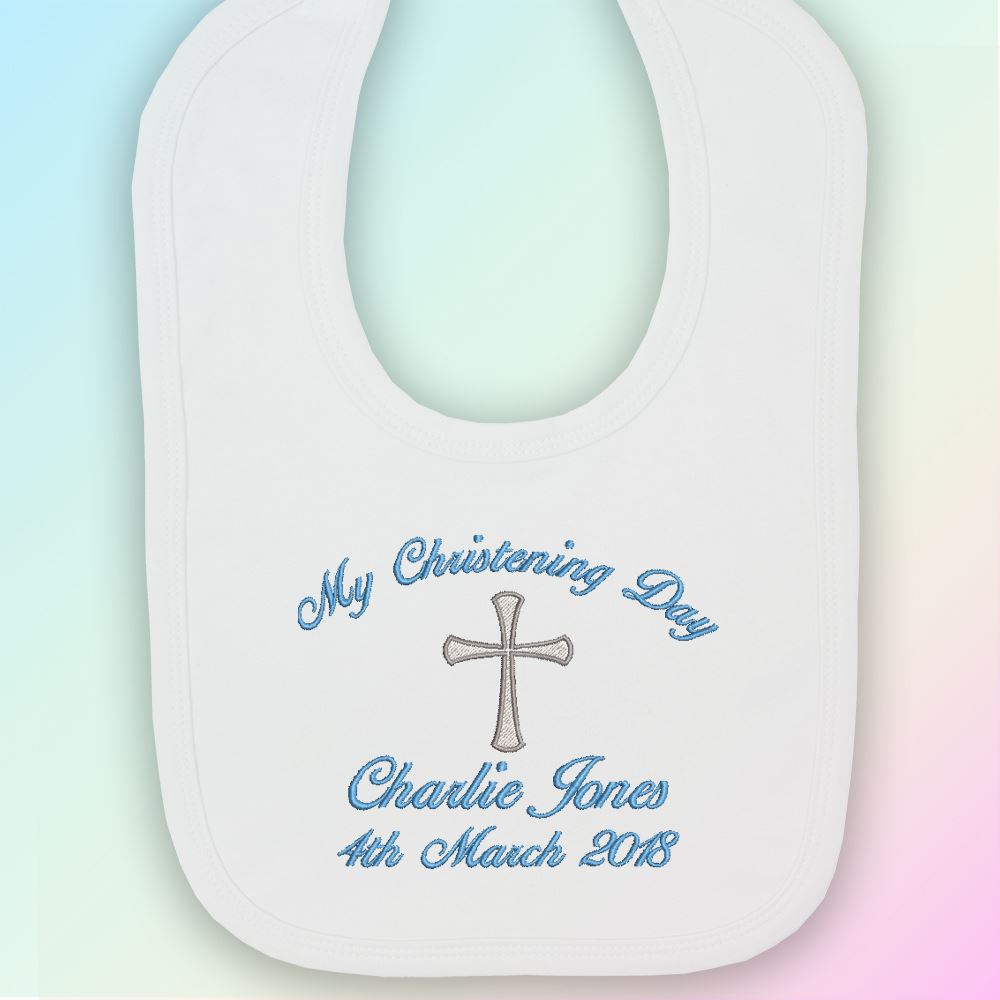 My Christening Day Embroidered Baby Bib Gift Personalised
