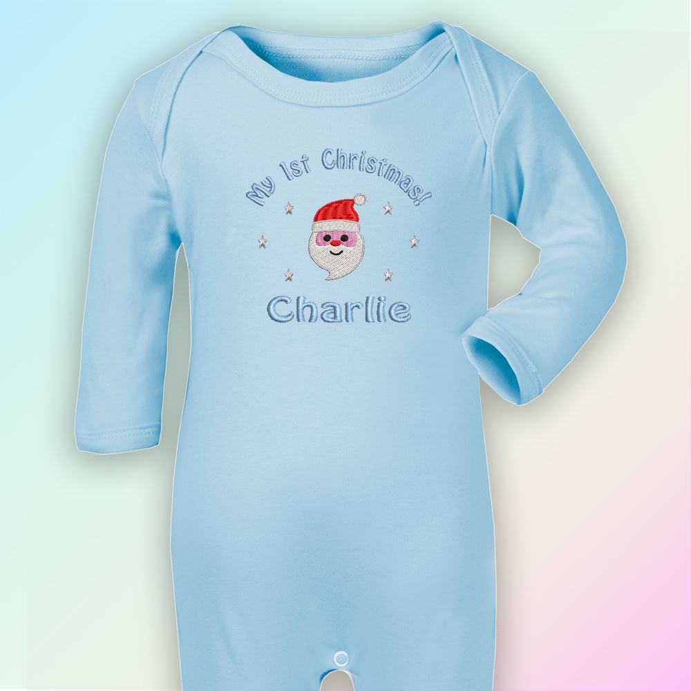 My 1st Christmas Santa Embroidered Baby Romper Babygrow Gift Personalised