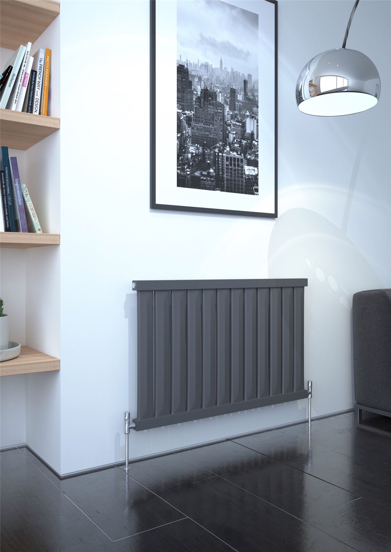 4 Sizes Kudox /"Elmas/" Satin White /& Anthracite Slimline Designer Radiators