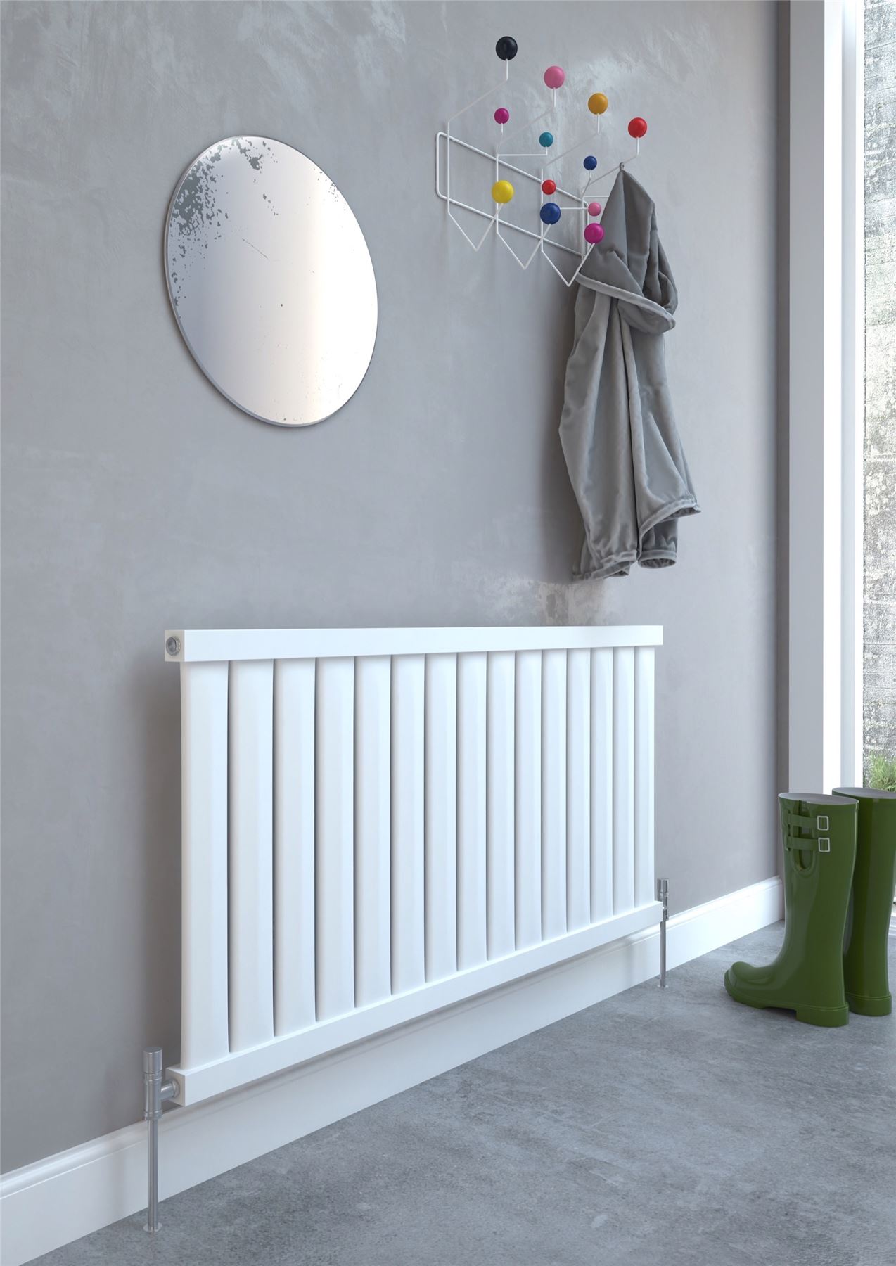 4 Sizes Kudox /"Elmas/" Satin White /& Anthracite Slimline Designer Radiators