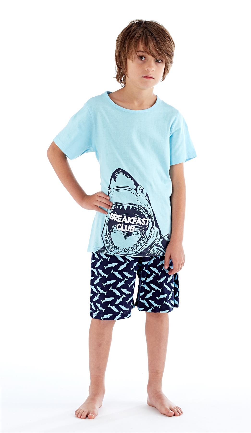 Summer Cotton PJs Pyjama Set Boys Dinosaur /& Shark Pyjamas
