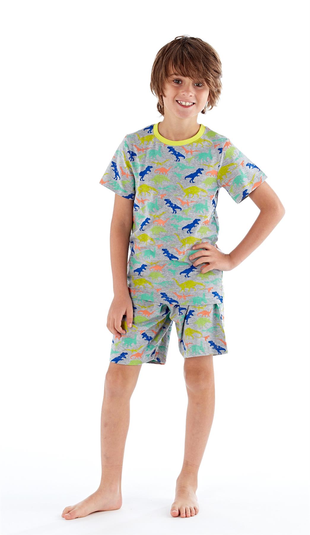 Summer Cotton PJs Pyjama Set Boys Dinosaur /& Shark Pyjamas