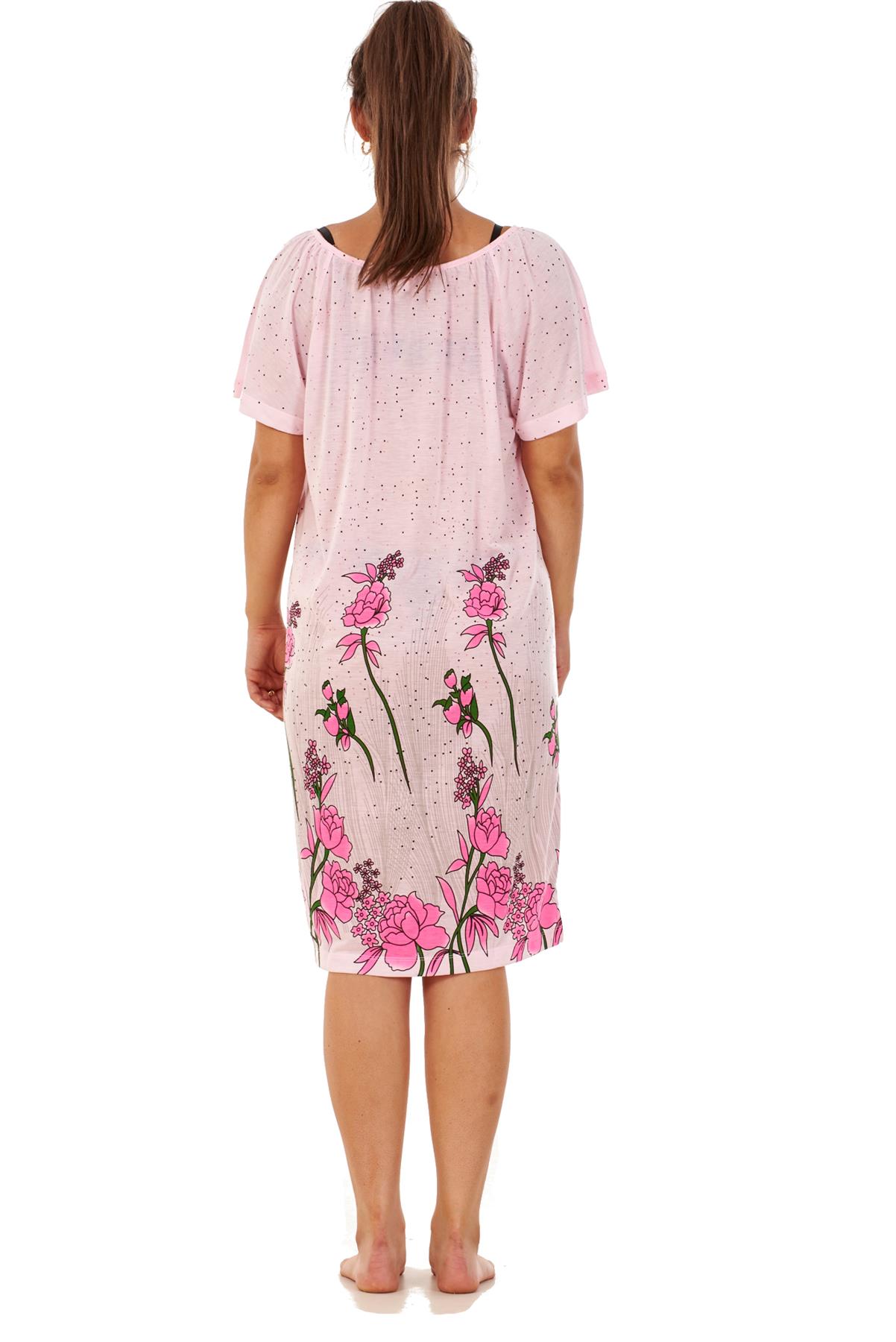 Ladies Stunning Nightdress 100/% Cotton Short Sleeve Floral Dot Nightwear M to3XL