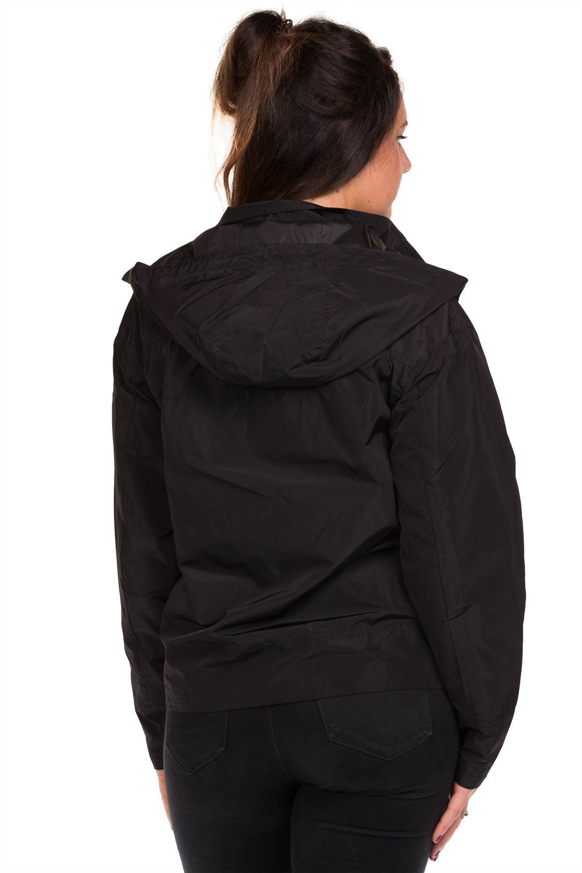 New Ladies casual Jacket Plain Lining Lightweight Hooded Rain Coat 8-16