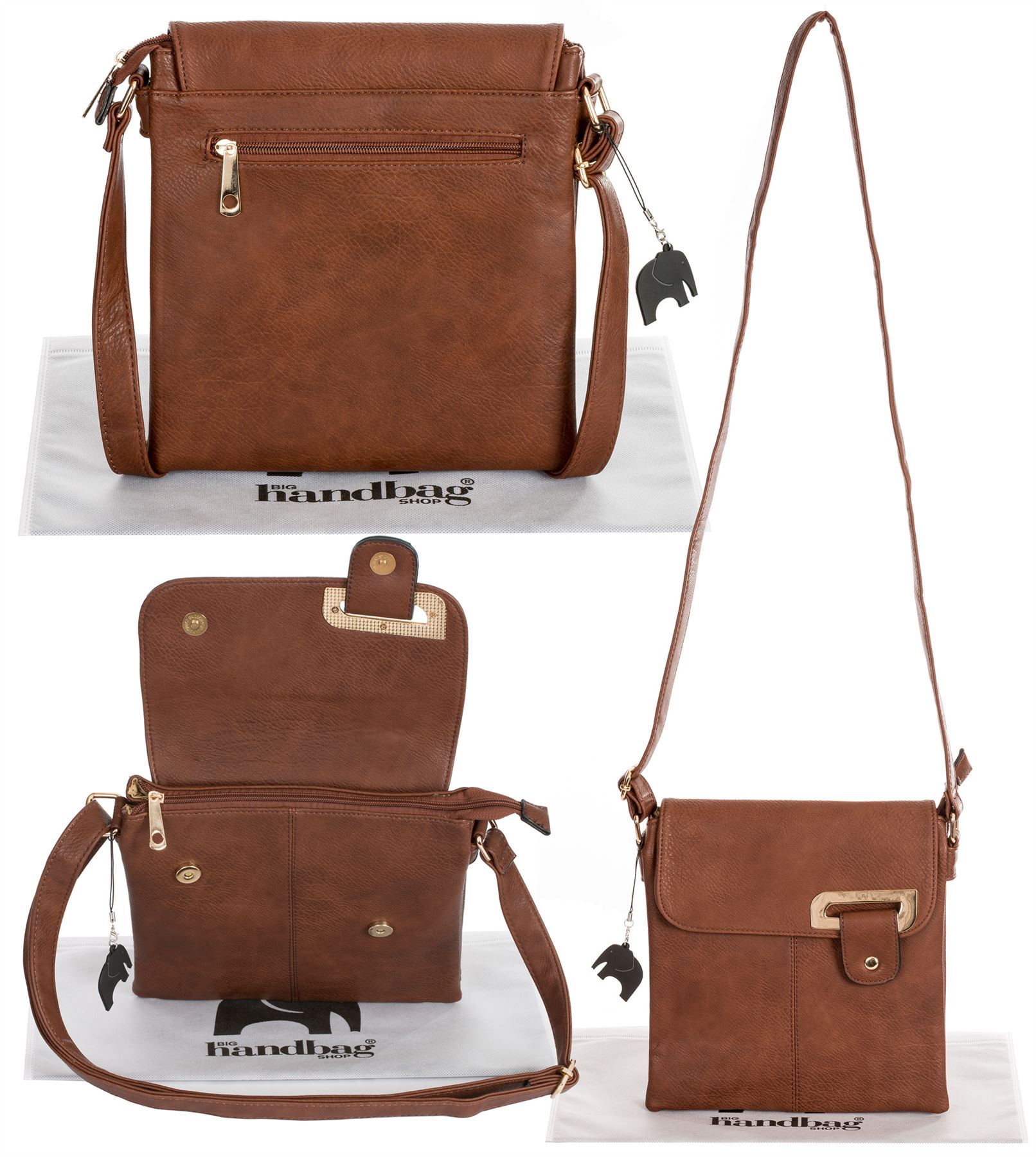 Big Handbag Shop Womens Medium Trendy Messenger Cross Body Shoulder Bag