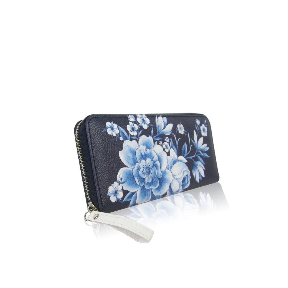 Zipper nota slot porta carte di credito portamonete wallet Donne Lungo Borsa Floreale Fiori