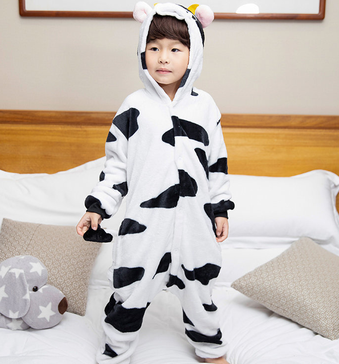 Kids All in one Hooded Jumpsuit Nightwear PJS Nativity Dinosaur Unicorn Pig