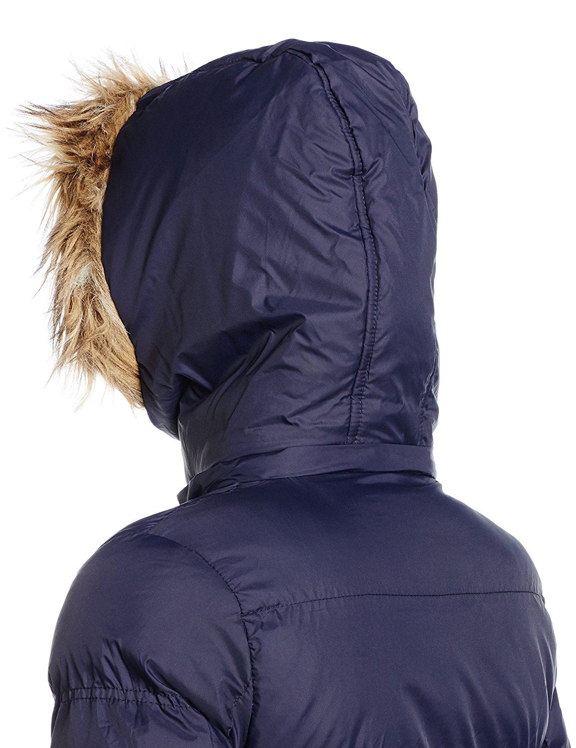Womens Quilted Padded Jacket Puffer Faux Fur Lined Hood Zip Thick Parka Coat
