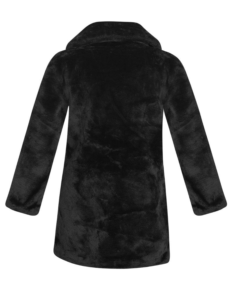 Womens Ladies Faux Fur Collar Long Warm Winter Soft Coat Jacket Outerwear