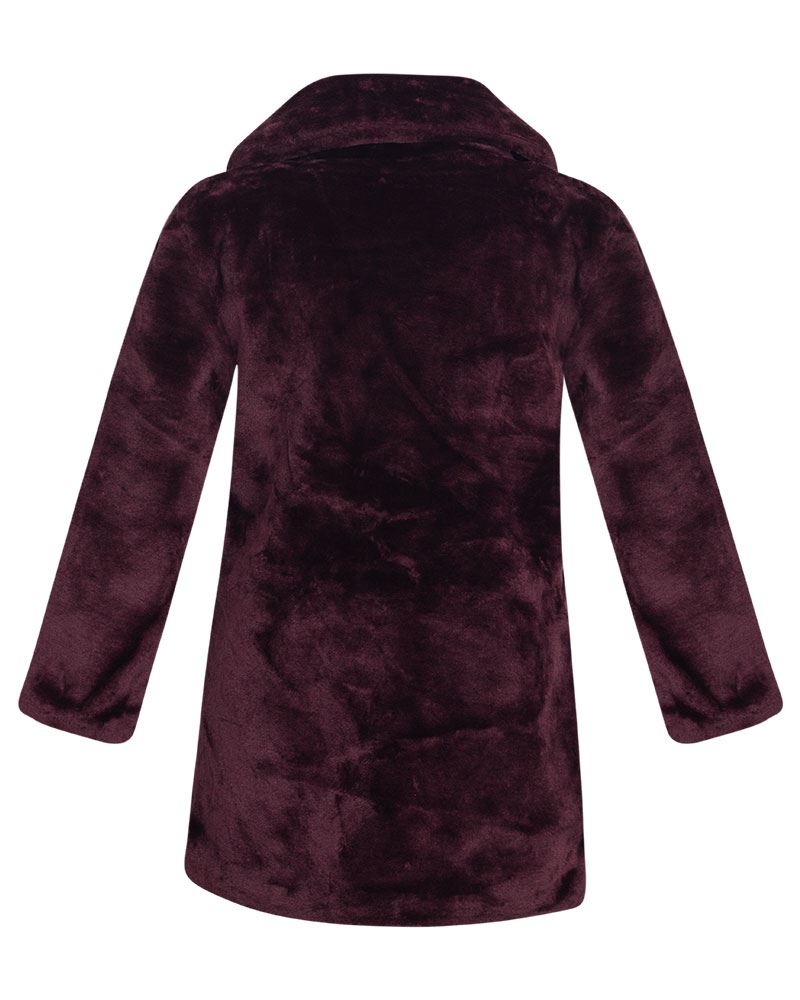 Womens Ladies Faux Fur Collar Long Warm Winter Soft Coat Jacket Outerwear