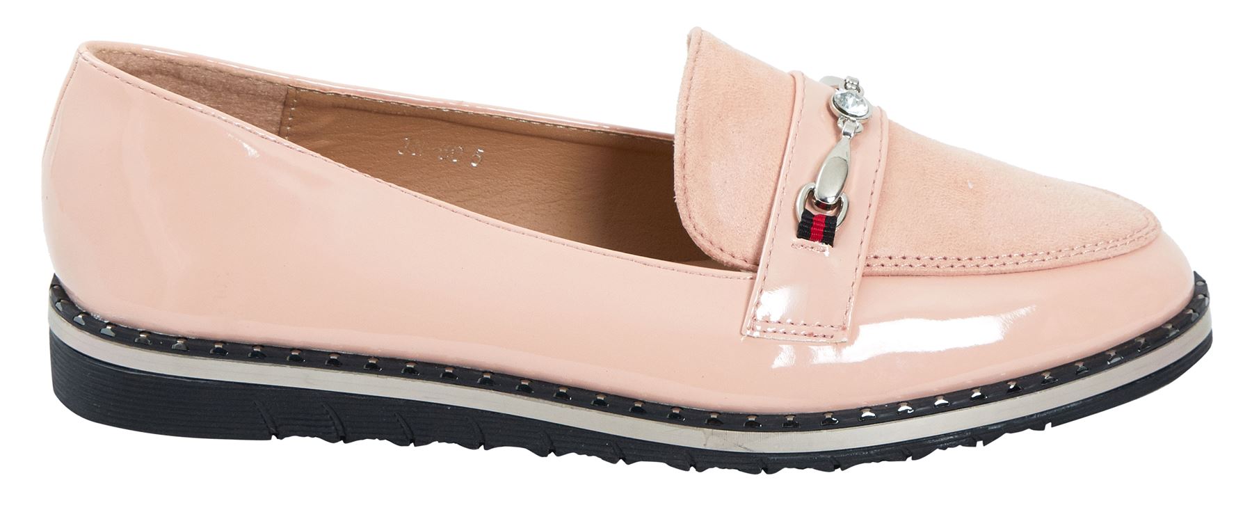 Shelikes Ladies Buckle Detail Sole Loafer Slip On Flat Office Comfy Slider Shoes