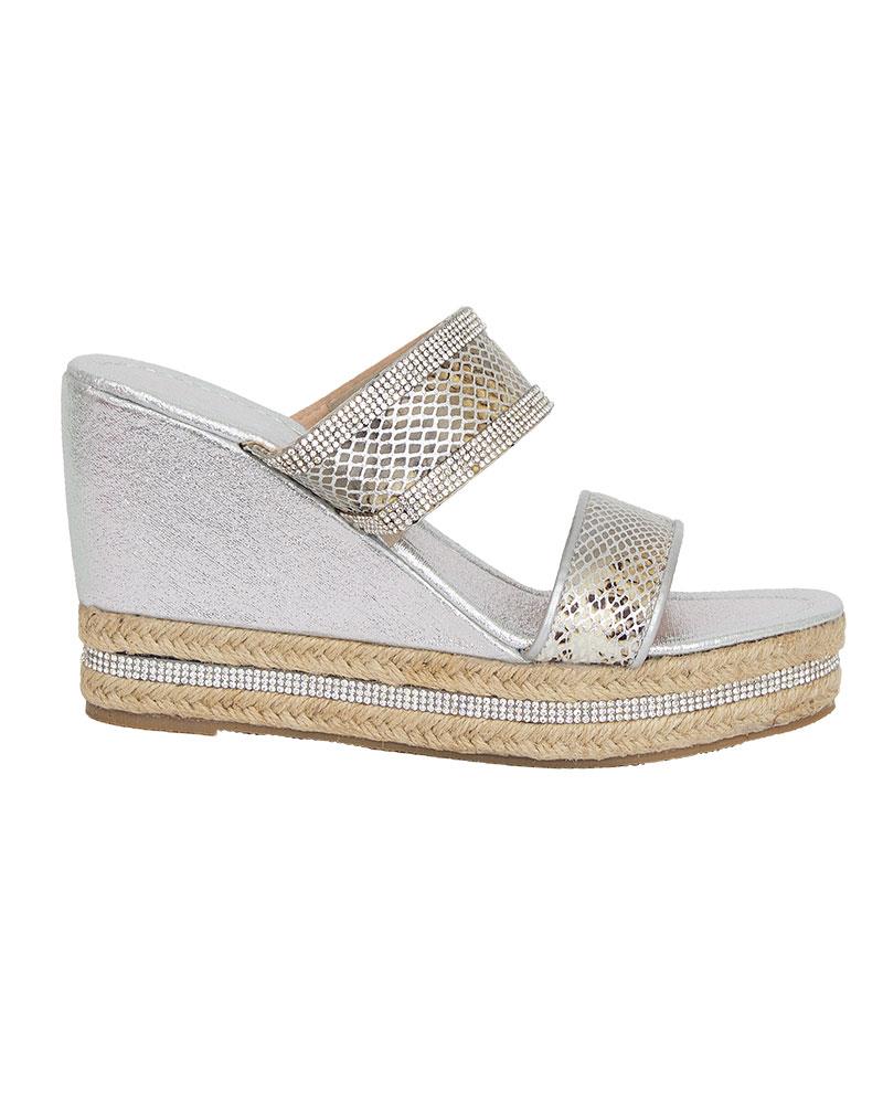 Ladies Womens Sparkly Wedge Diamante Slip On Summer Beach Holiday Sandals