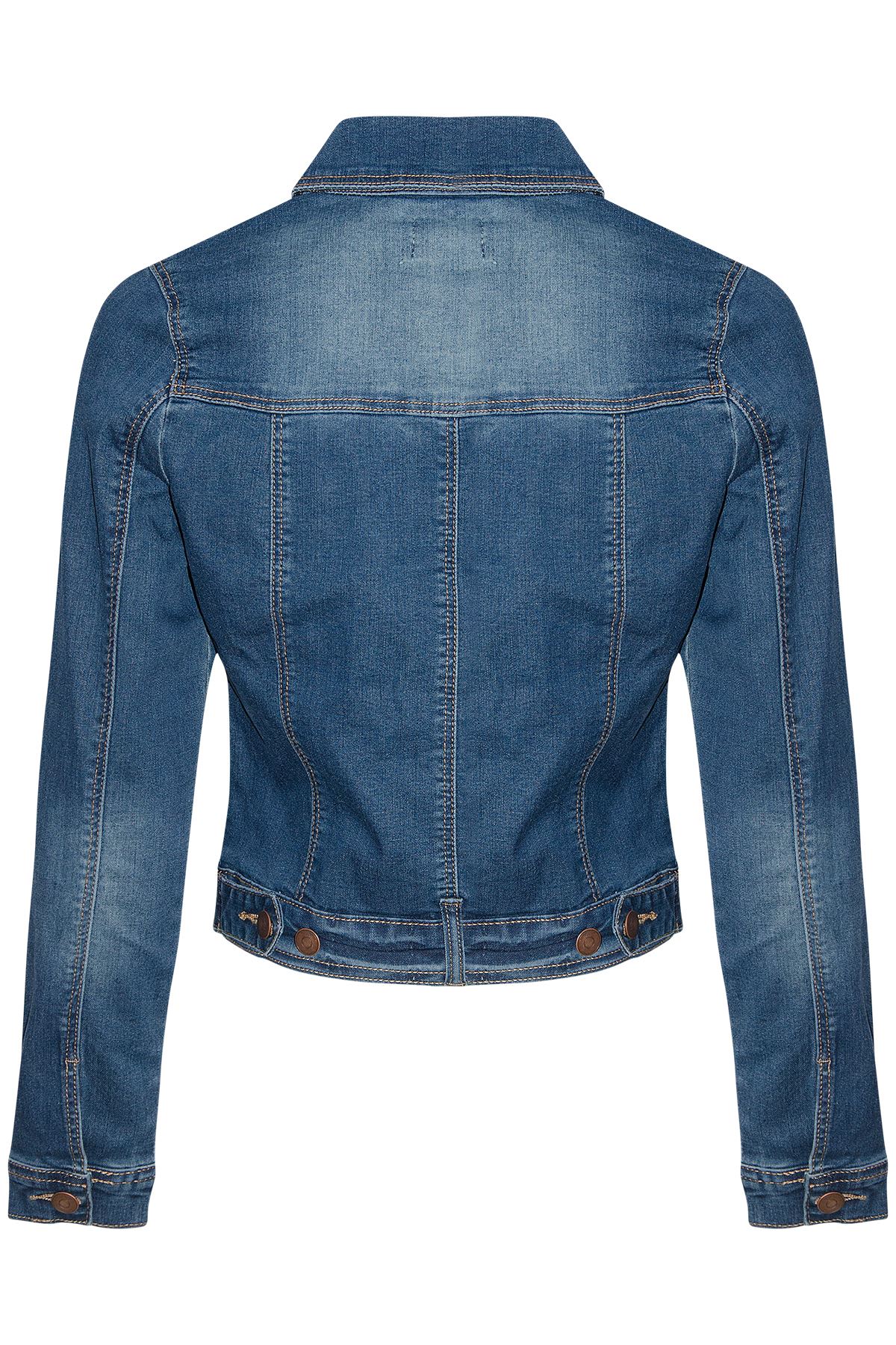 Womens Sleeve Vintage Wash Waistcoat Denim Jean Jacket Stretch Long