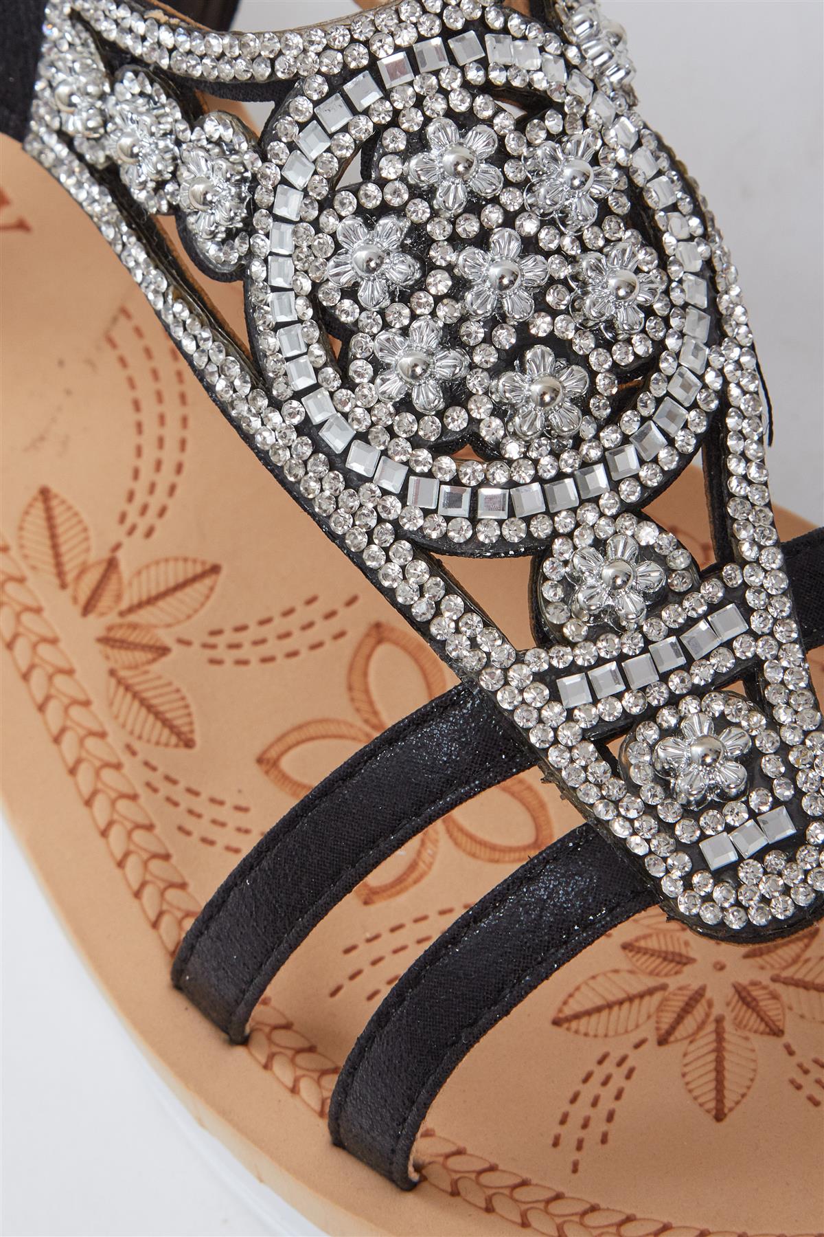 Womens Diamante Wedding Summer Toe Glitter Flat Sparkly Open Slipper Sandals