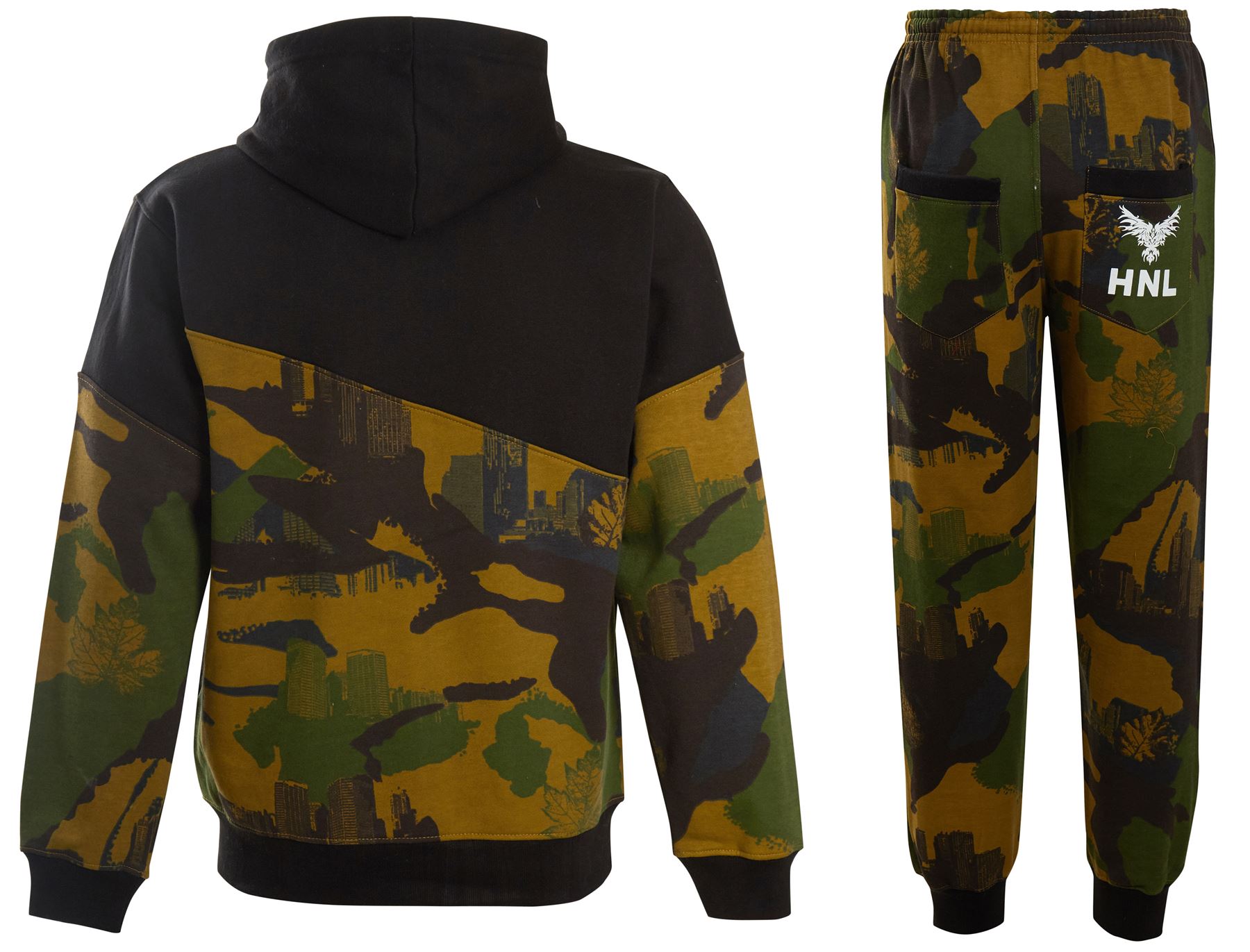 Para Hombre Chicos Camuflaje Polar Ejército Con Capucha Capucha HNL Corredores Chándal Tamaño inferior