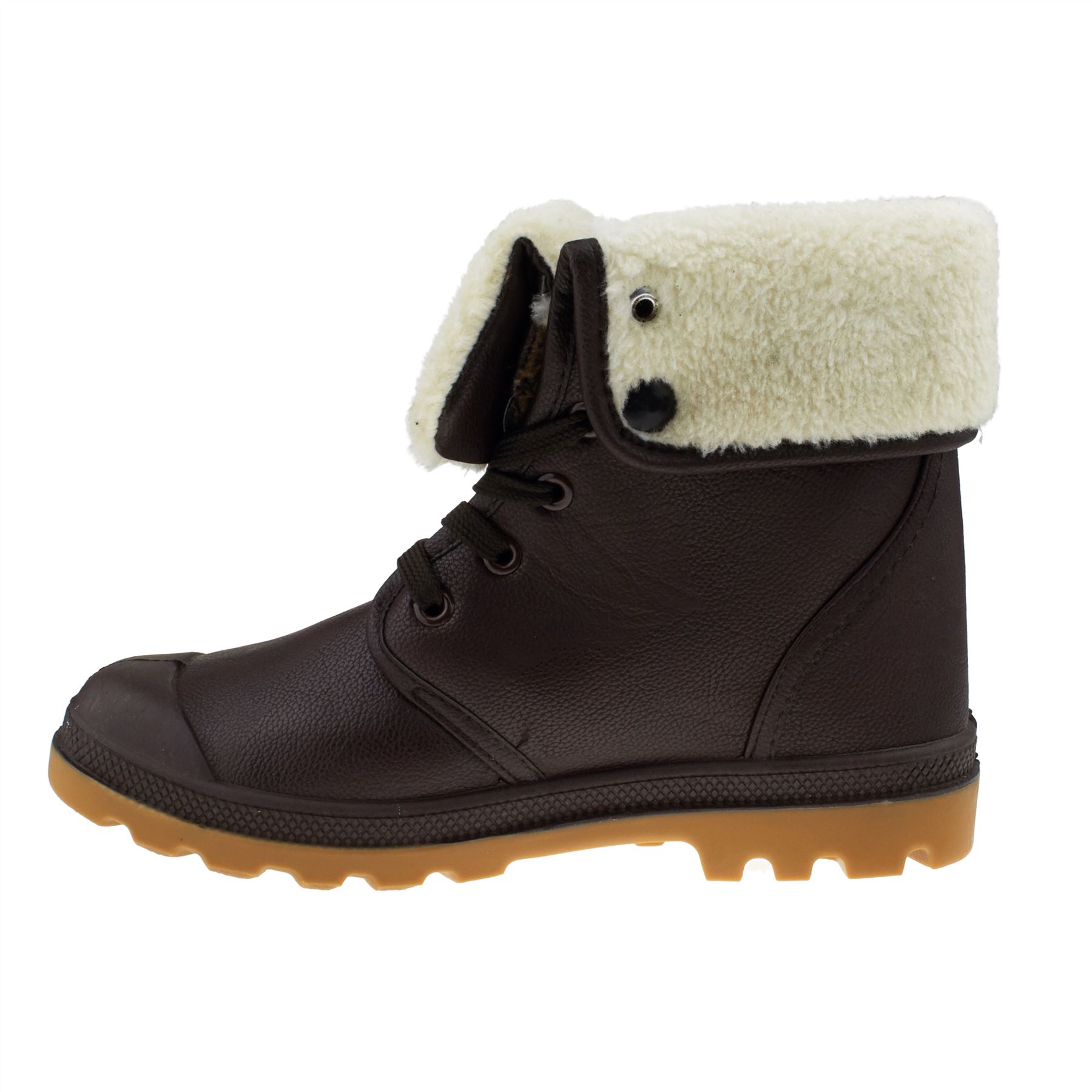 Womens Fur Lined Ankle Boots Ladies Combat Army Lace Up Shoes Winter Grip Sole