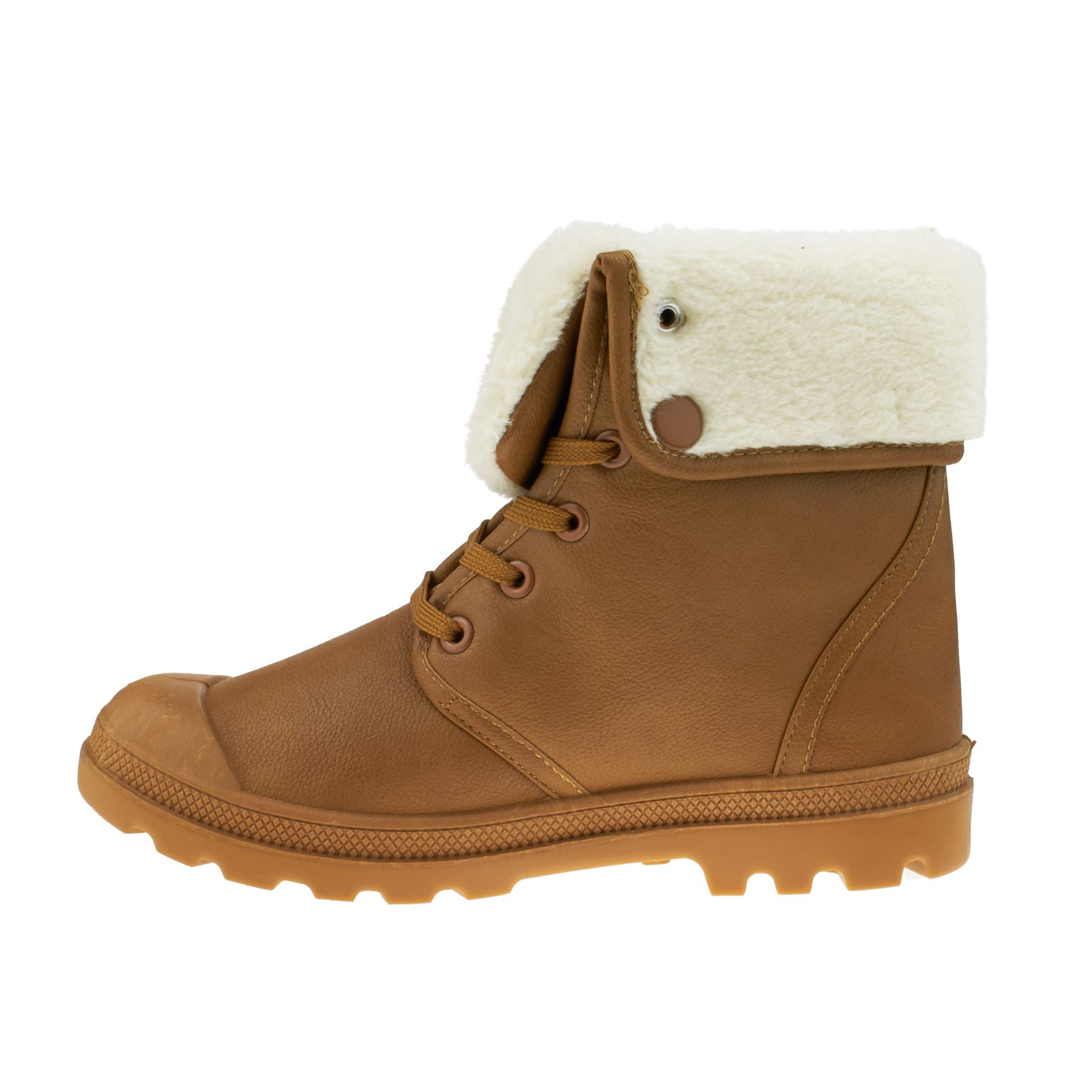 Womens Fur Lined Ankle Boots Ladies Combat Army Lace Up Shoes Winter Grip Sole
