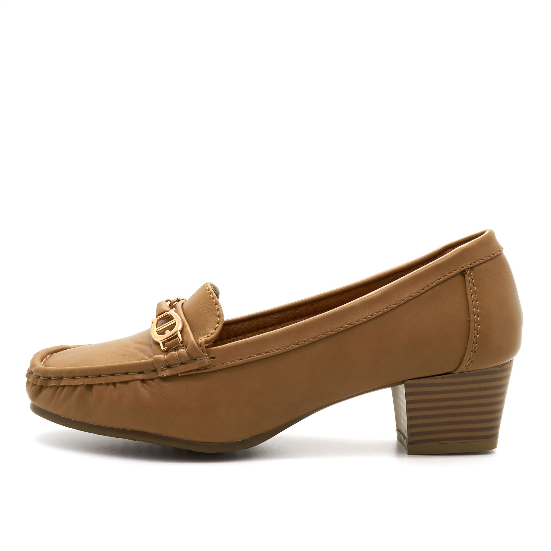 New Womens Low Heel Slip On Shoes Ladies Comfort Work Casual Loafers Leather 3-8