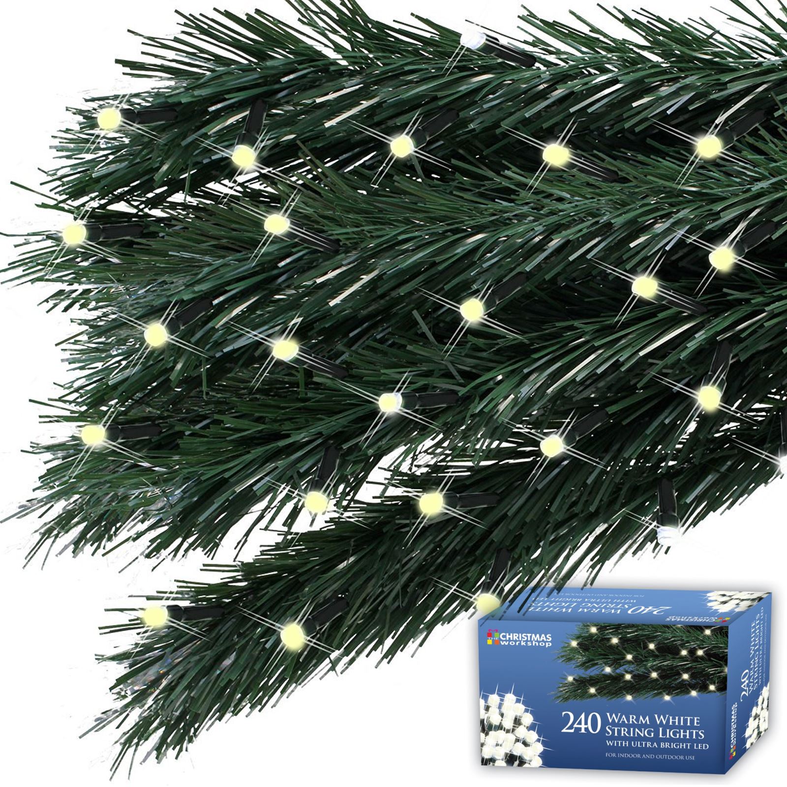 240 Bright LED String Christmas Light Static Xmas Tree Window Decoration Festive