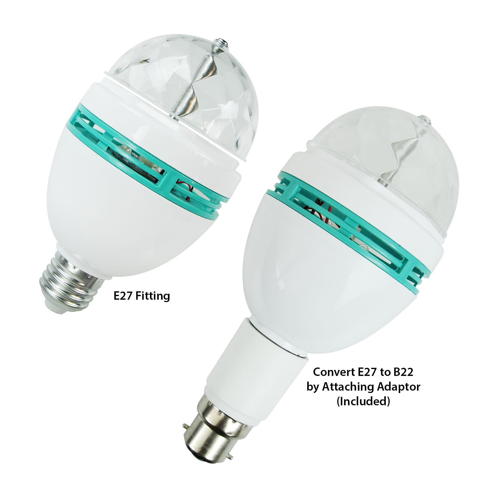 Rotating Disco Party Lamp Ceiling Bulb RGB Spinning Colour Effect 3W Bayonet Cap