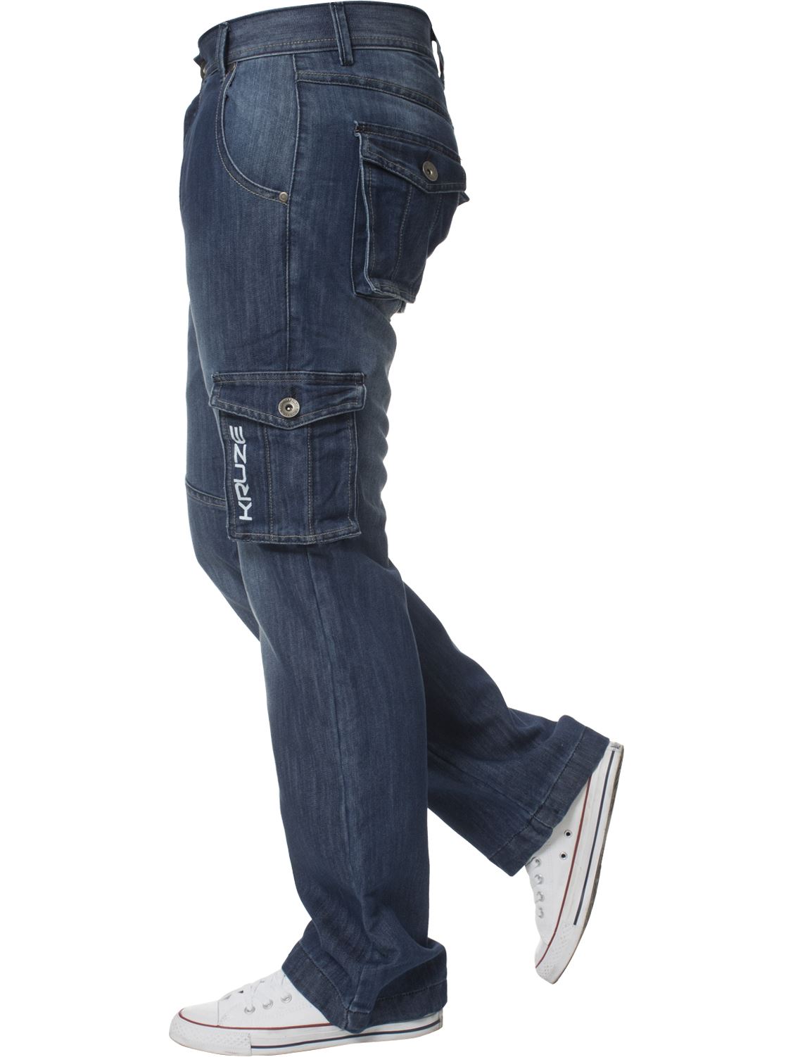 Mens Combat Cargo Trousers Denim Casual Work Pants Jeans All Waist Size By Kruze