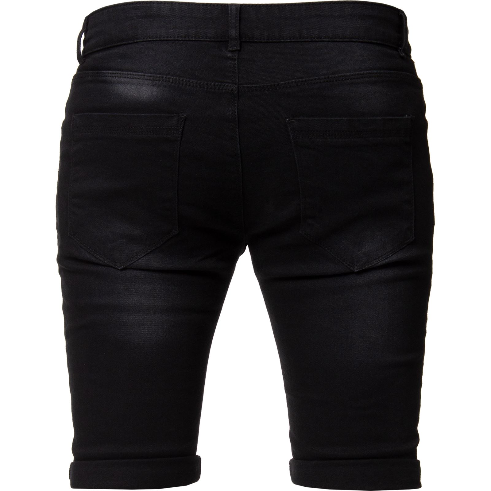Kruze Mens Skinny Slim Fit Stretch Ripped Shorts Summer Denim Half Jean Pants