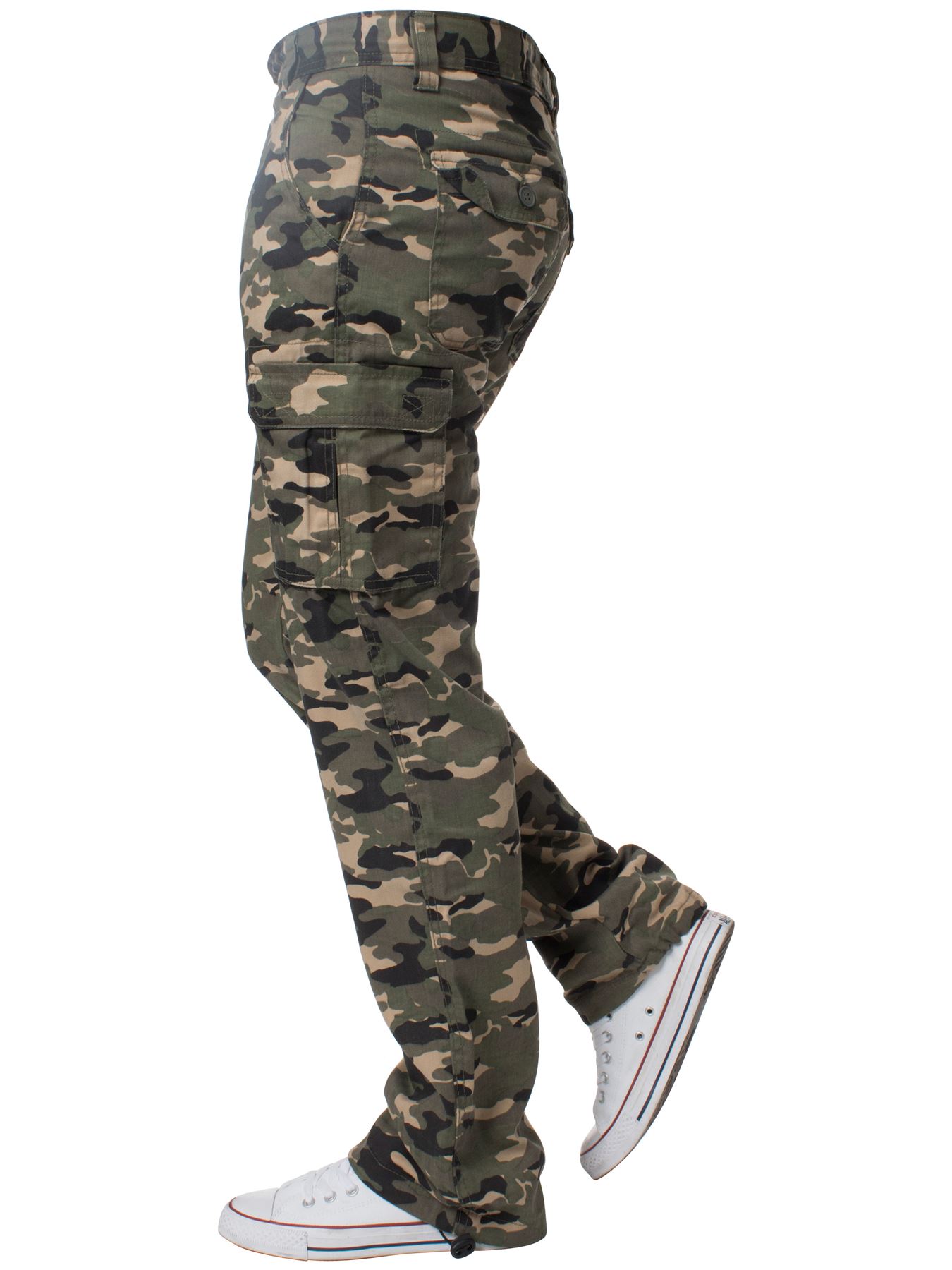Kruze Mens Military Combat Trousers Camouflage Cargo Camo Army Casual Work Pants