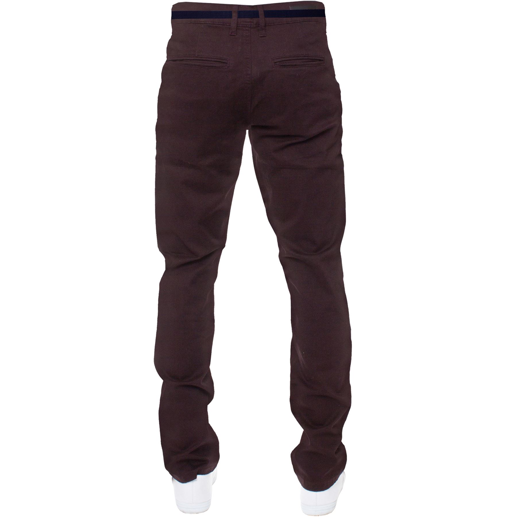 Enzo Mens Stretch Trousers Slim Fit Cotton Belted Chinos Pants Big /& Tall Sizes