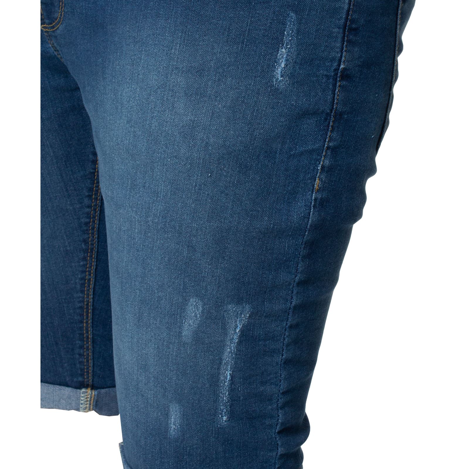 Kruze Mens Skinny Slim Fit Stretch Ripped Shorts Summer Denim Half Jean Pants