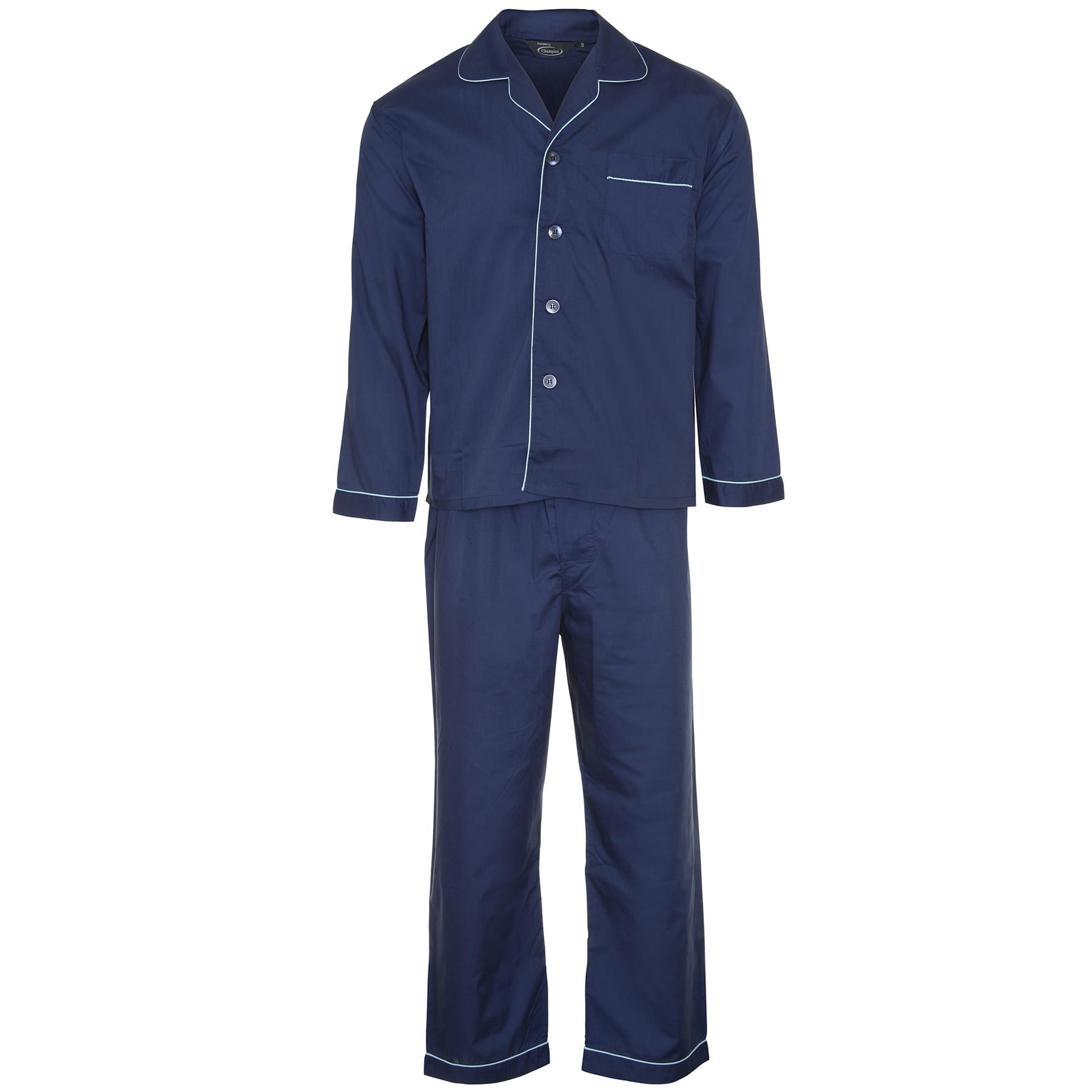 Champion Mens Designer Pyjamas Plain Long Sleeve Lounge Classic Fit Nightwear