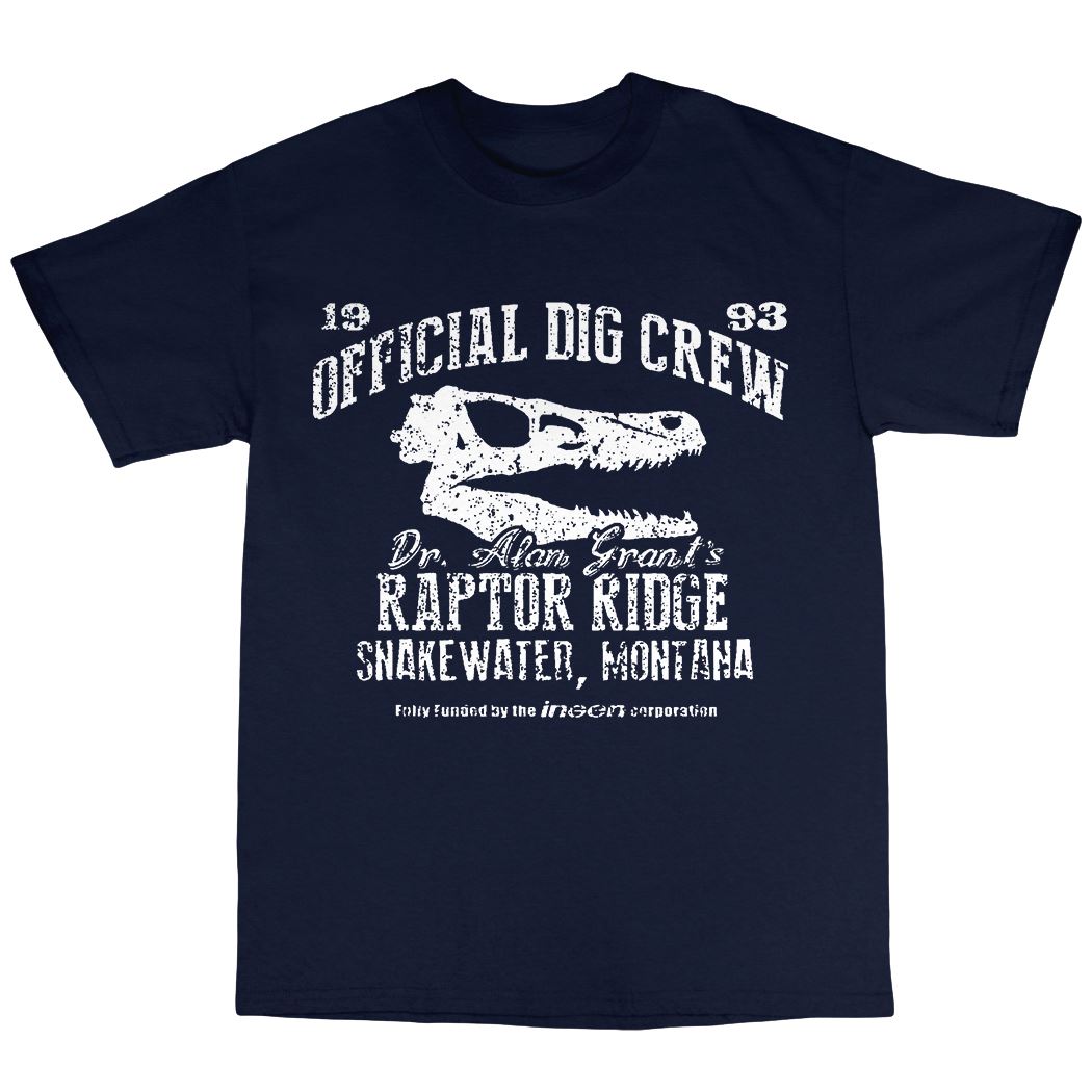 Dr Alan Grant/'s Raptor Ridge T-Shirt 100/% Cotton Dinosaur Official Dig Crew