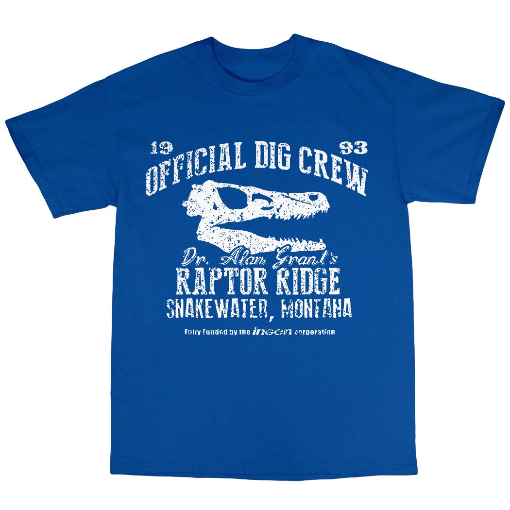 Dr Alan Grant/'s Raptor Ridge T-Shirt 100/% Cotton Dinosaur Official Dig Crew