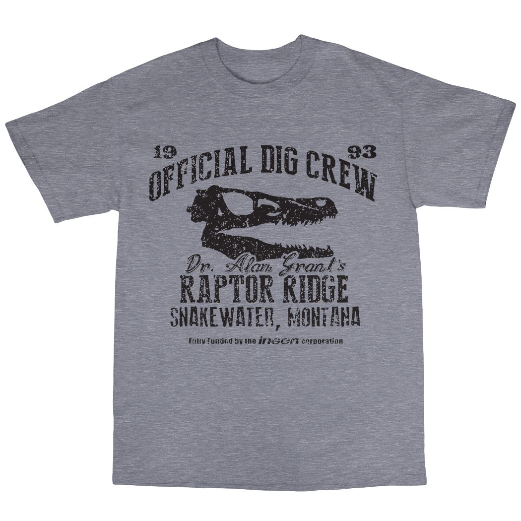 Dr Alan Grant/'s Raptor Ridge T-Shirt 100/% Cotton Dinosaur Official Dig Crew