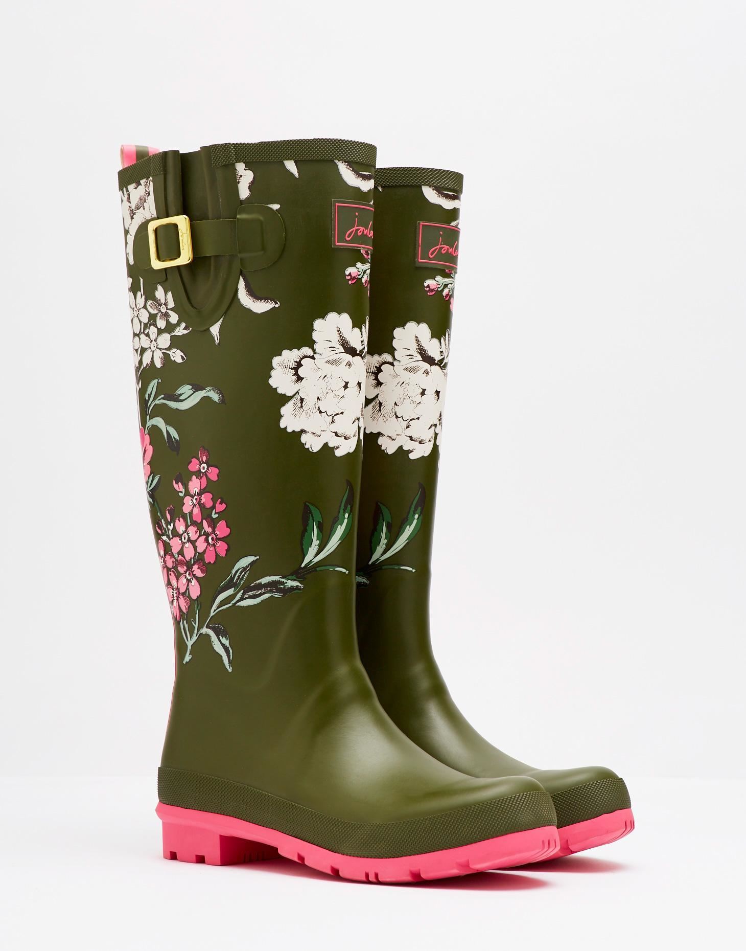 Joules Design Print Women Waterproof Fashion Rain Festival Walking Wellies Boots
