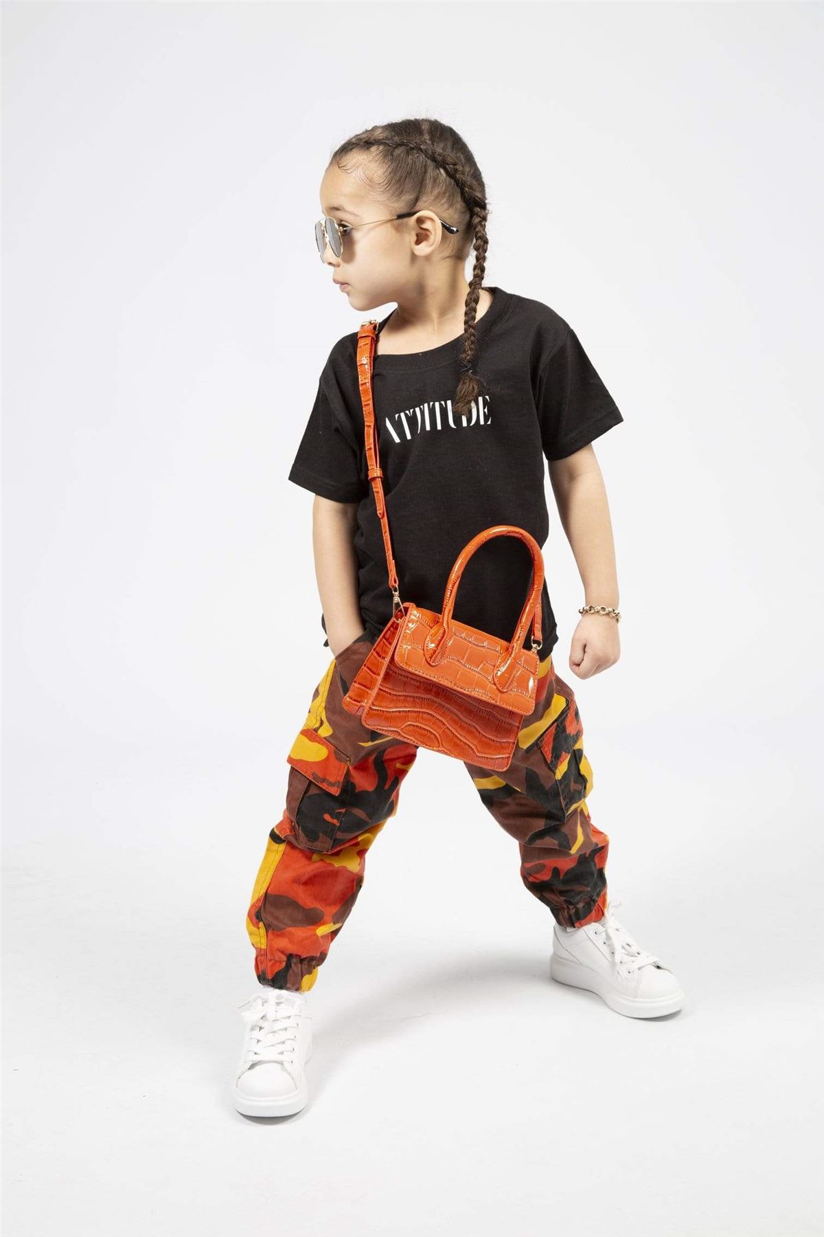 Girls Kids Army Camouflage Cargo Combat Trousers Full Mid Waist Stretch Printed