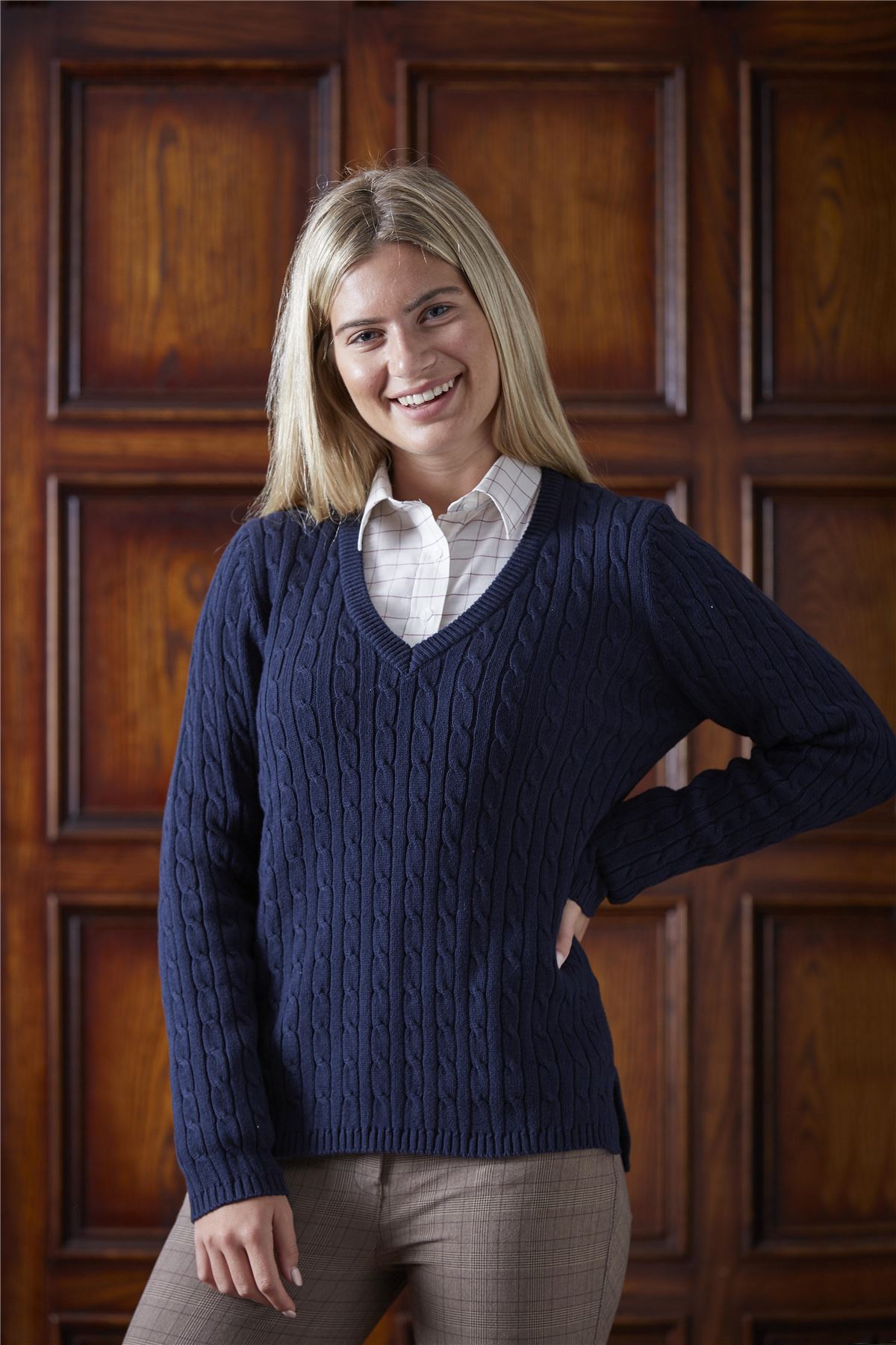 TOGGI Bradbury Femmes Équitation Équestre Col V Coton Pull en mailles