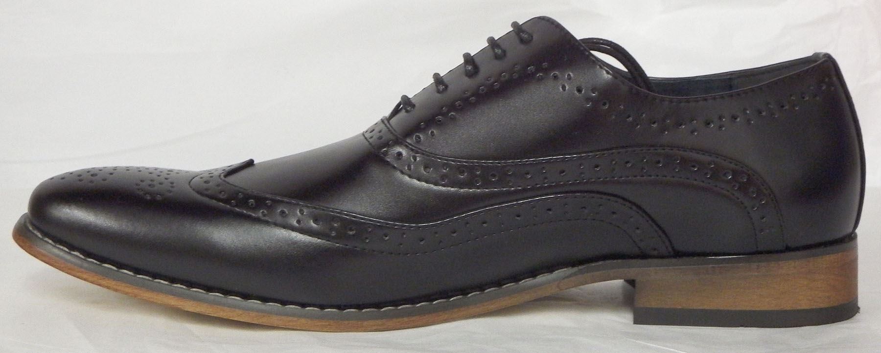 Goor Mens Modern Formal Wingcap Brogue Black Brown Tan Shoes Leather Lined
