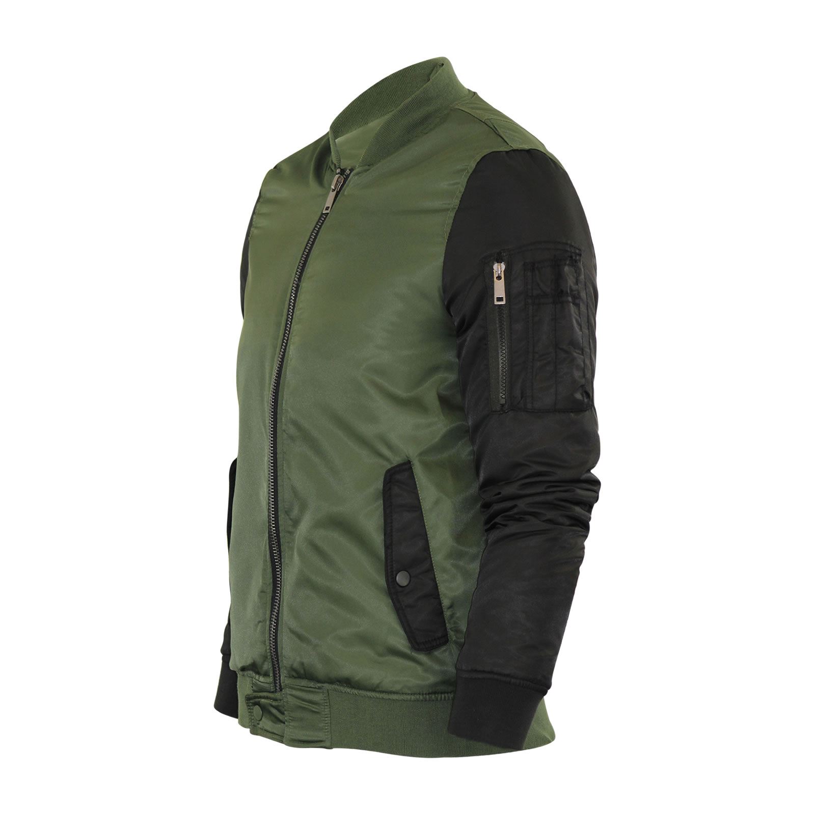 Brave Soul JOHNNY Da Uomo Bomber Cappotto di volo MA1 con le braccia a contrasto